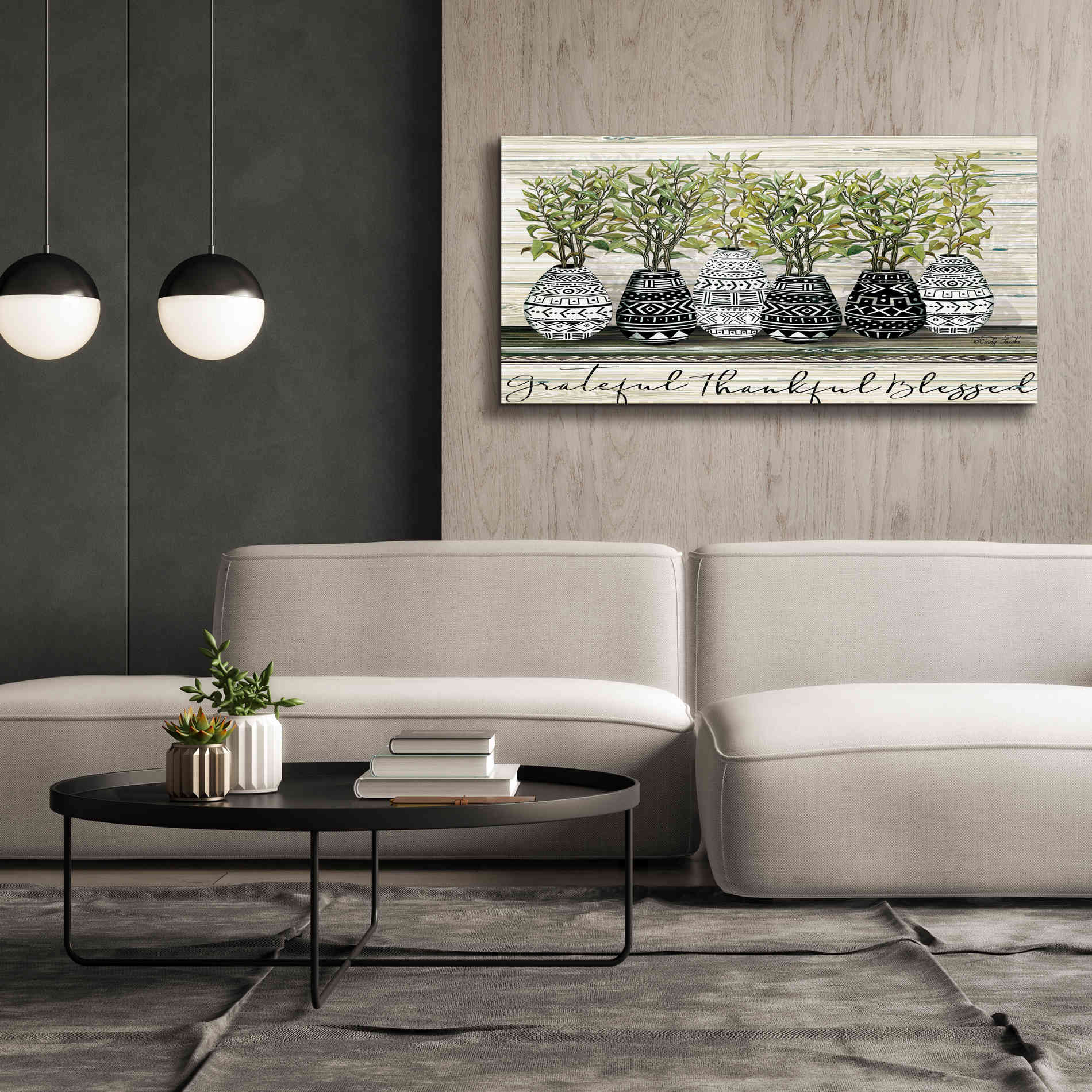 'Grateful Mud Cloth Vase' by Cindy Jacobs, Canvas Wall Art,60 x 30