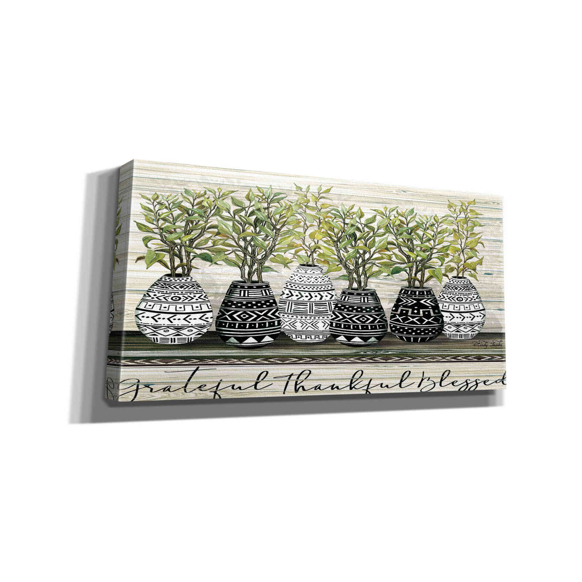 'Grateful Mud Cloth Vase' by Cindy Jacobs, Canvas Wall Art