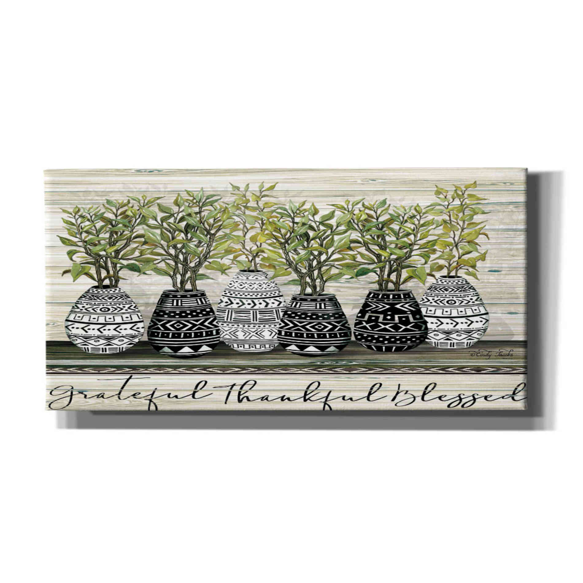 'Grateful Mud Cloth Vase' by Cindy Jacobs, Canvas Wall Art