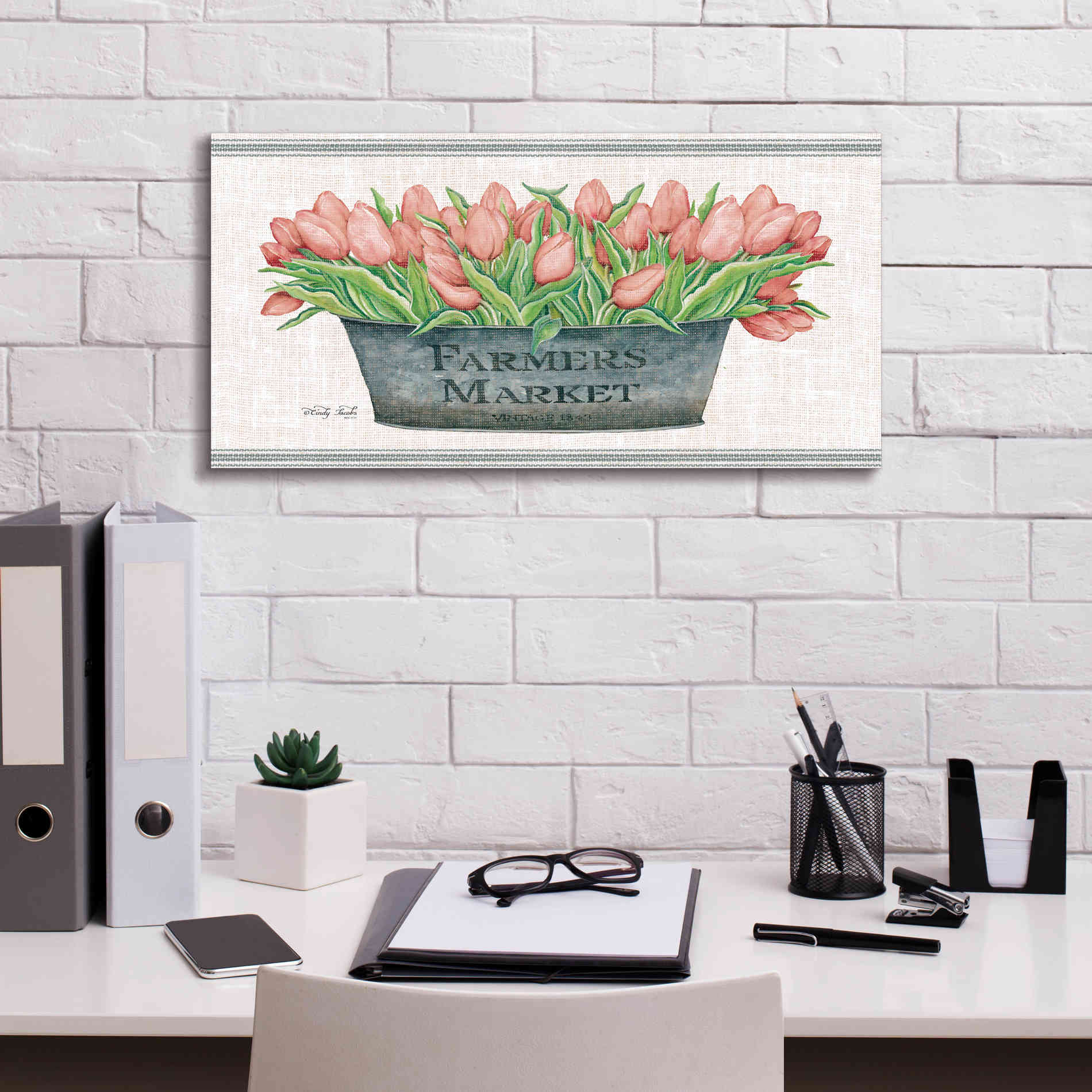 'Farmer's Market Blush Tulips' by Cindy Jacobs, Canvas Wall Art,24 x 12
