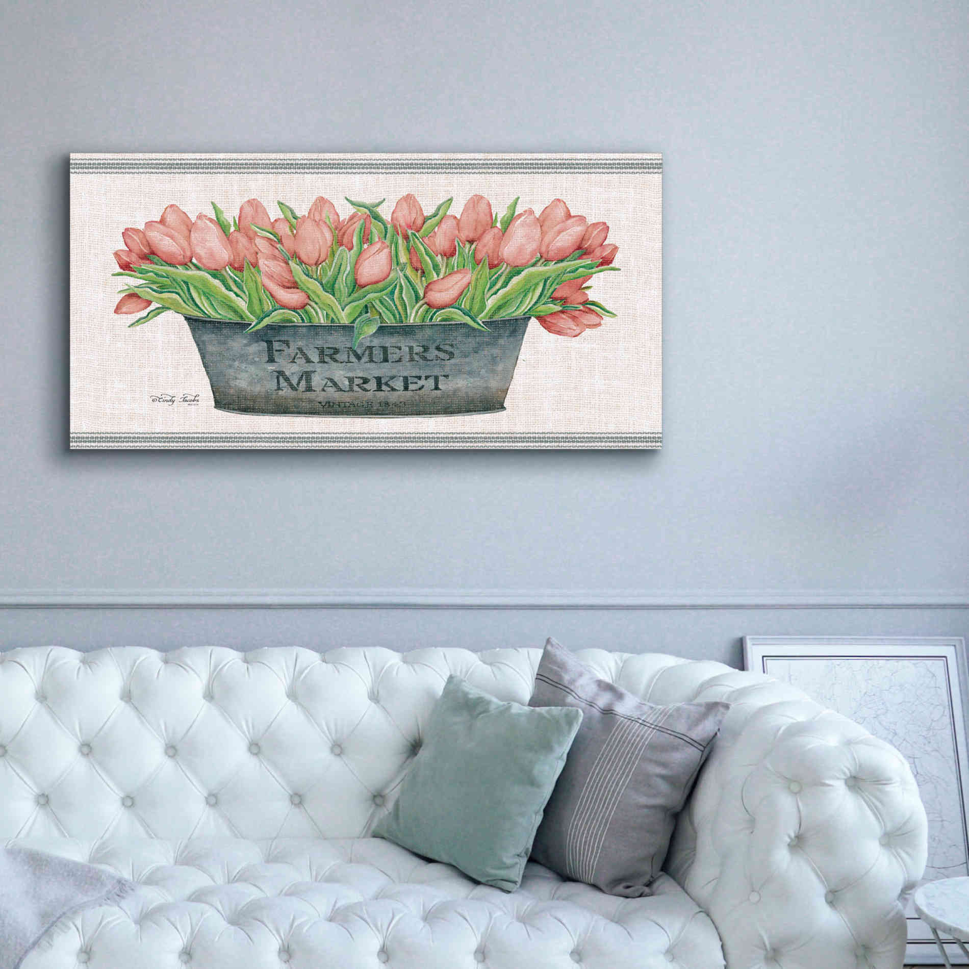 'Farmer's Market Blush Tulips' by Cindy Jacobs, Canvas Wall Art,60 x 30
