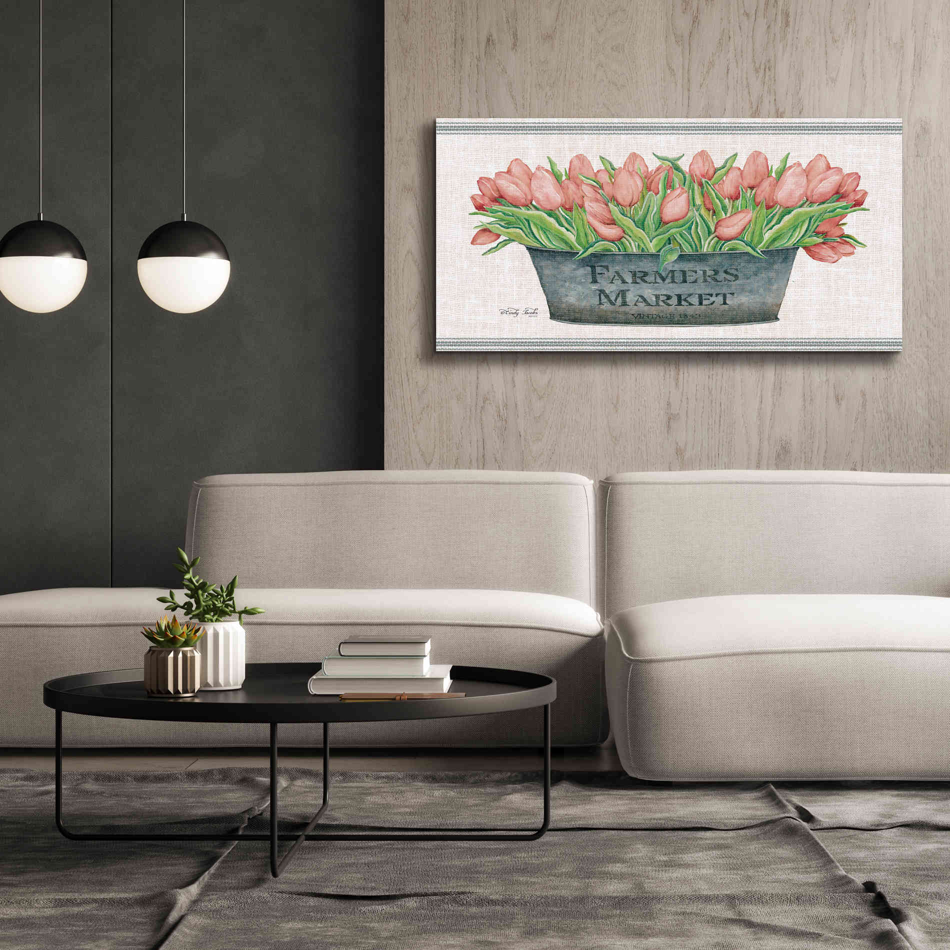 'Farmer's Market Blush Tulips' by Cindy Jacobs, Canvas Wall Art,60 x 30