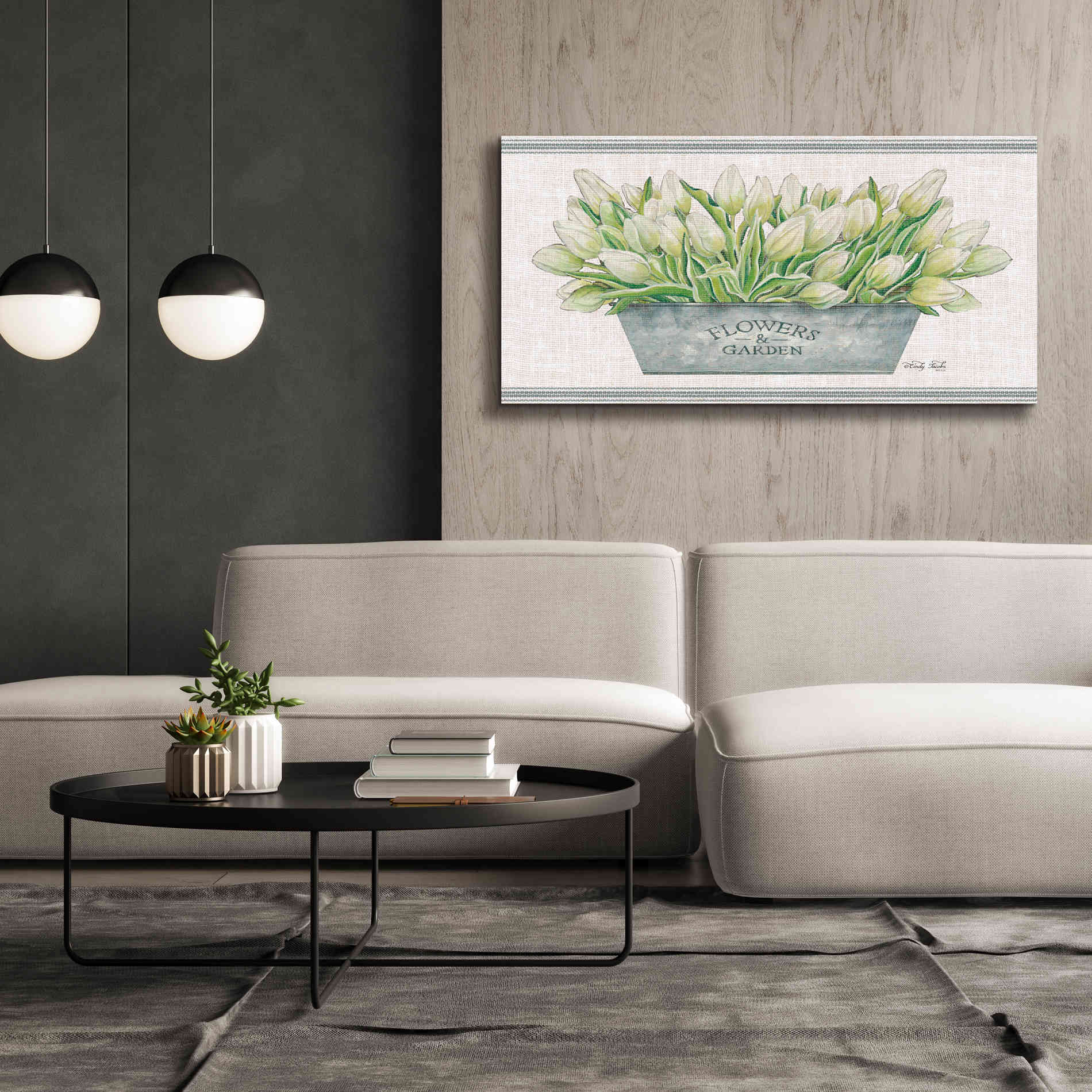 'Flowers & Garden White Tulips' by Cindy Jacobs, Canvas Wall Art,60 x 30