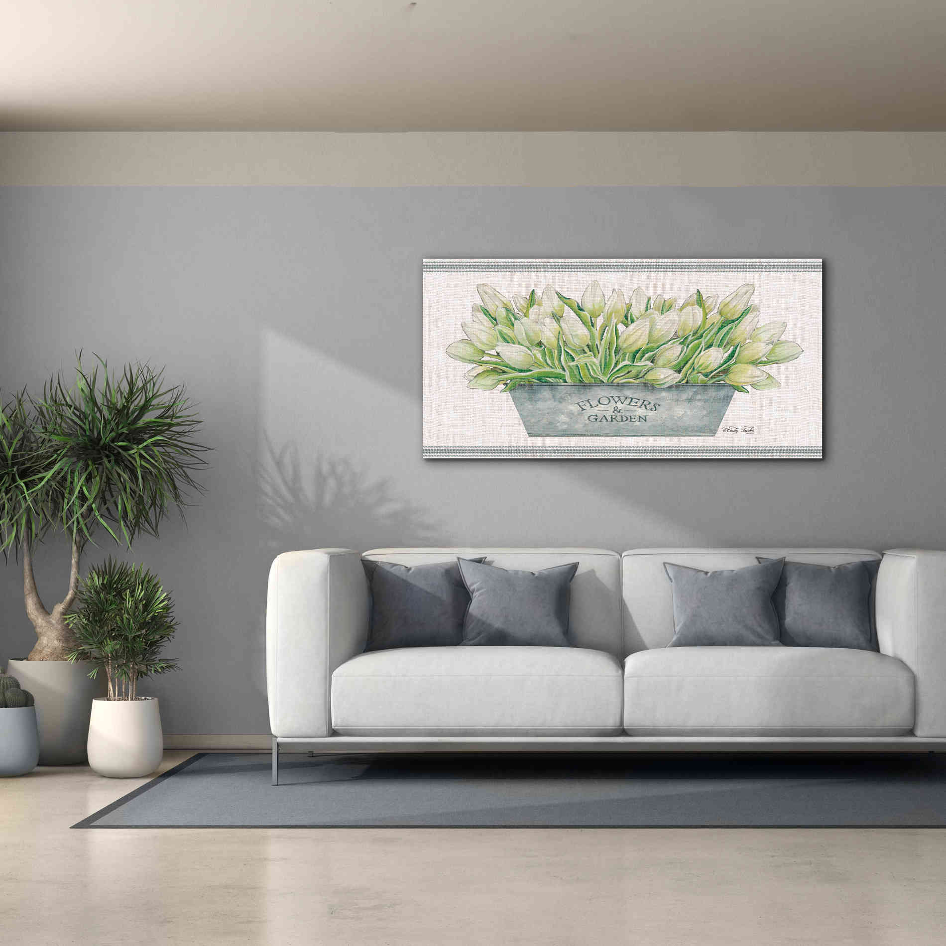 'Flowers & Garden White Tulips' by Cindy Jacobs, Canvas Wall Art,60 x 30