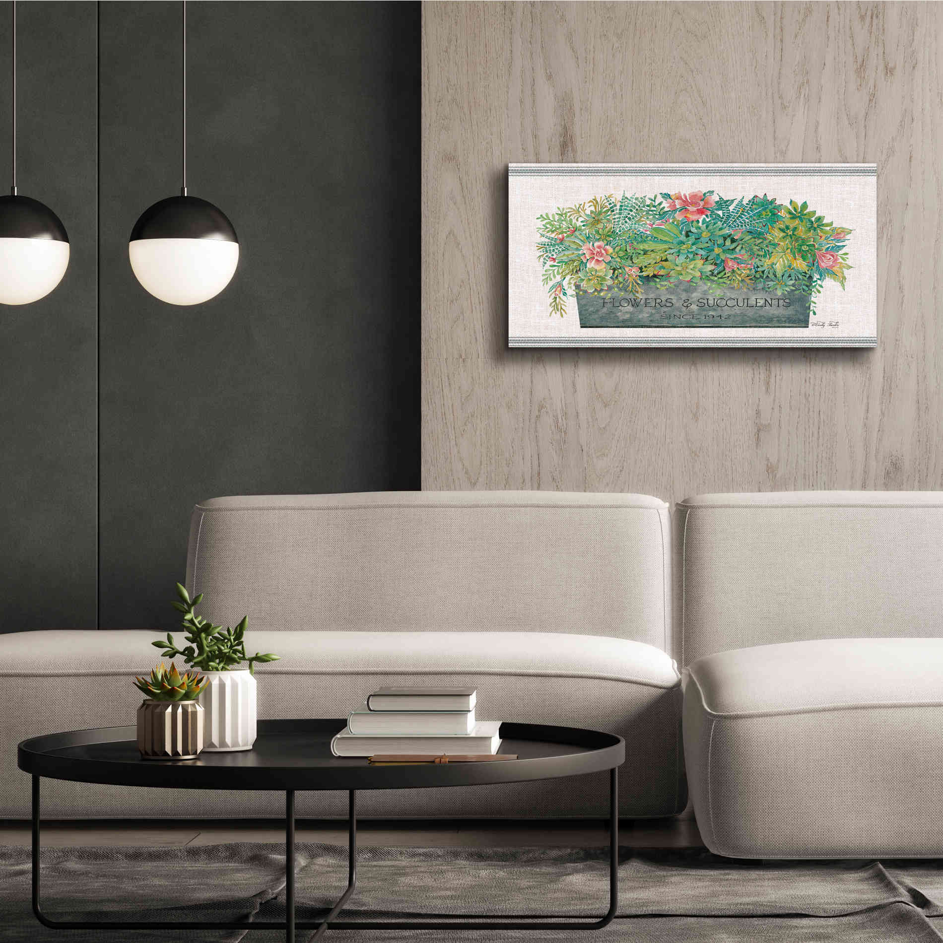 'Flowers & Succulents' by Cindy Jacobs, Canvas Wall Art,40 x 20