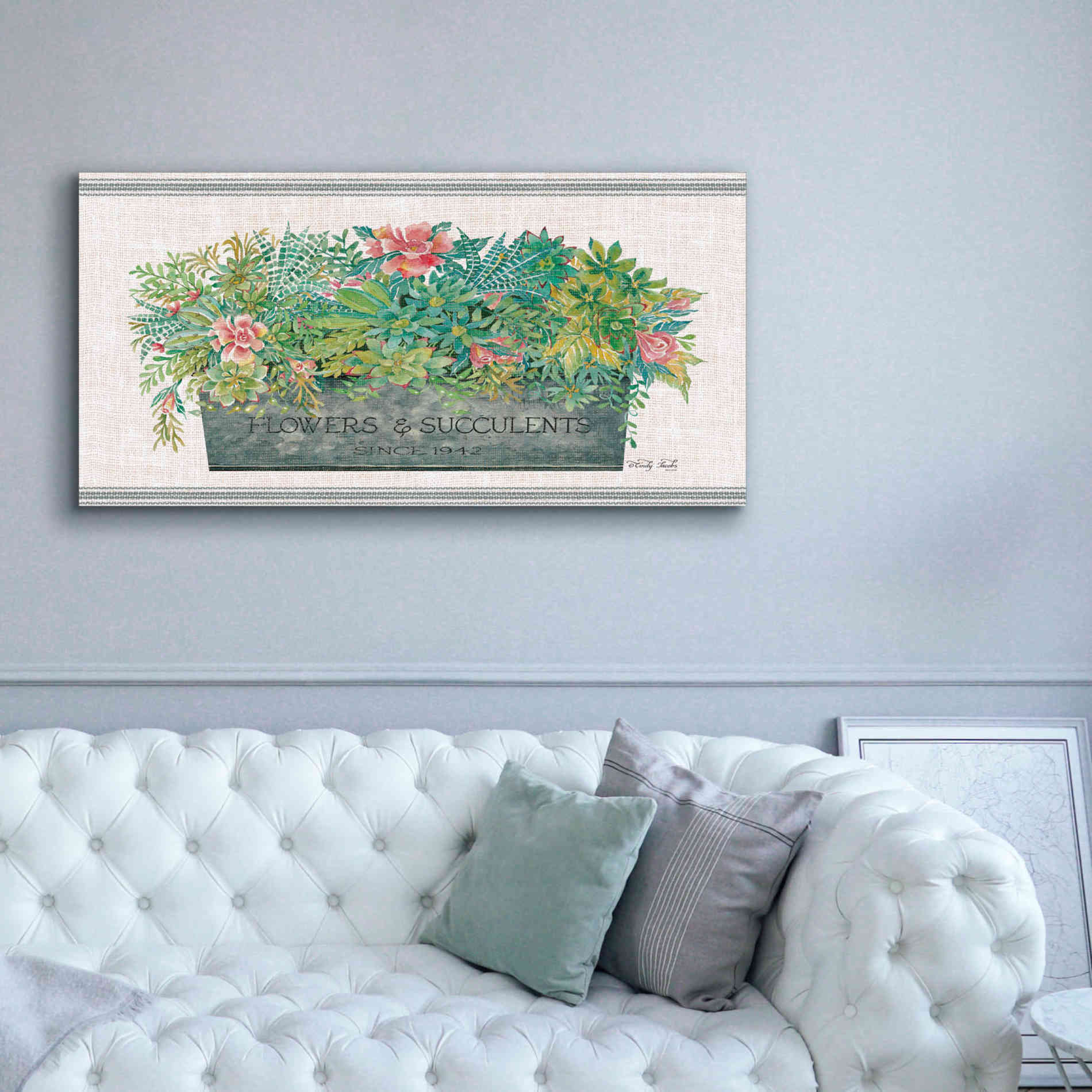 'Flowers & Succulents' by Cindy Jacobs, Canvas Wall Art,60 x 30