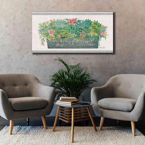 Image of 'Flowers & Succulents' by Cindy Jacobs, Canvas Wall Art,60 x 30