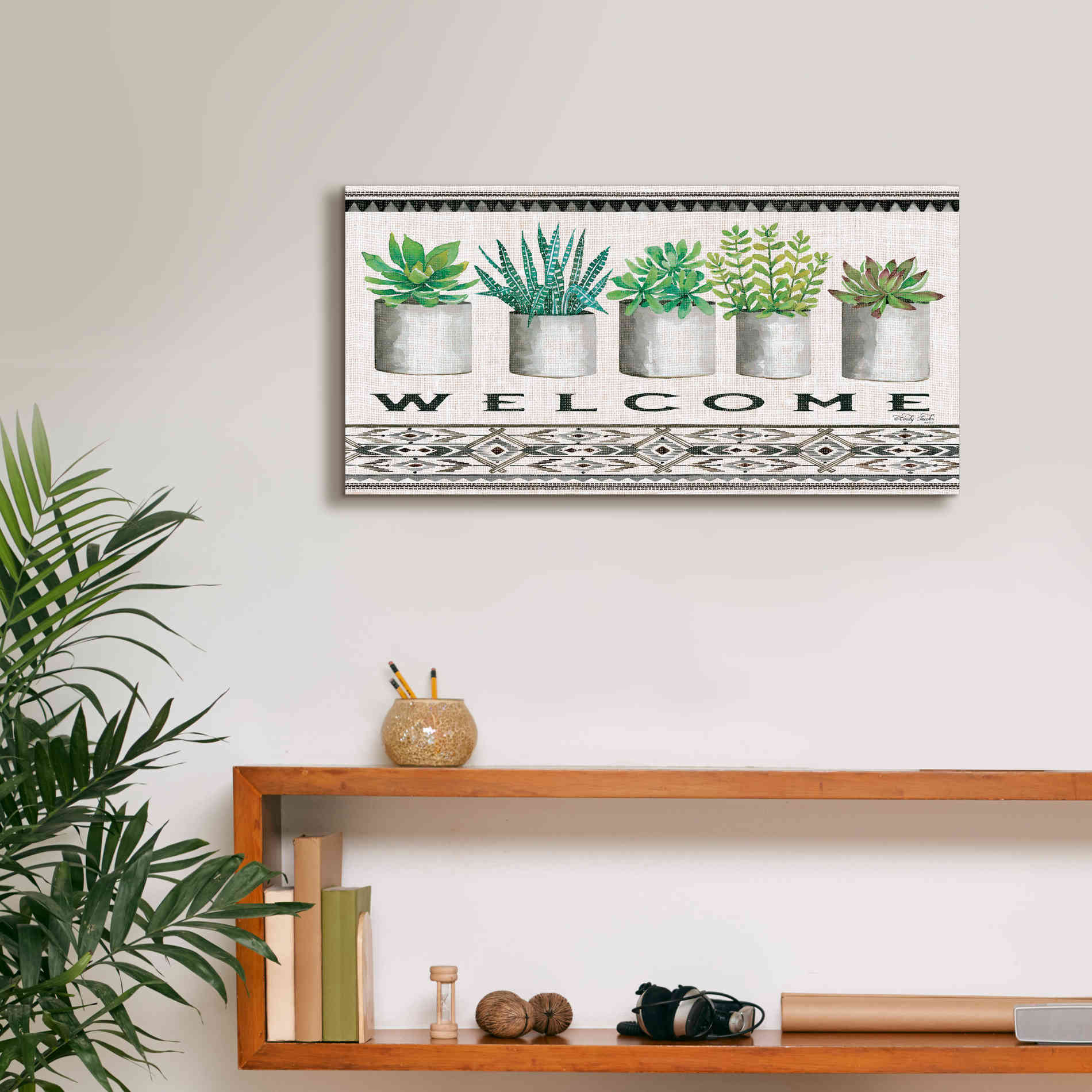 'Native Welcome' by Cindy Jacobs, Canvas Wall Art,24 x 12