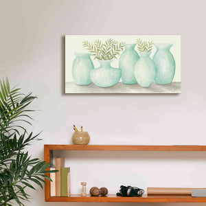 'Mint Vases' by Cindy Jacobs, Canvas Wall Art,24 x 12