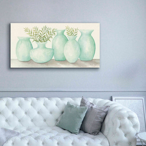 Image of 'Mint Vases' by Cindy Jacobs, Canvas Wall Art,60 x 30