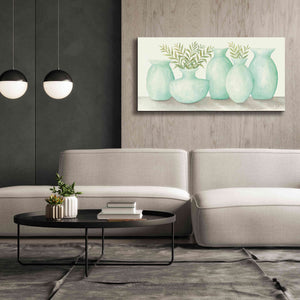 'Mint Vases' by Cindy Jacobs, Canvas Wall Art,60 x 30