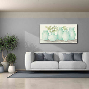 'Mint Vases' by Cindy Jacobs, Canvas Wall Art,60 x 30