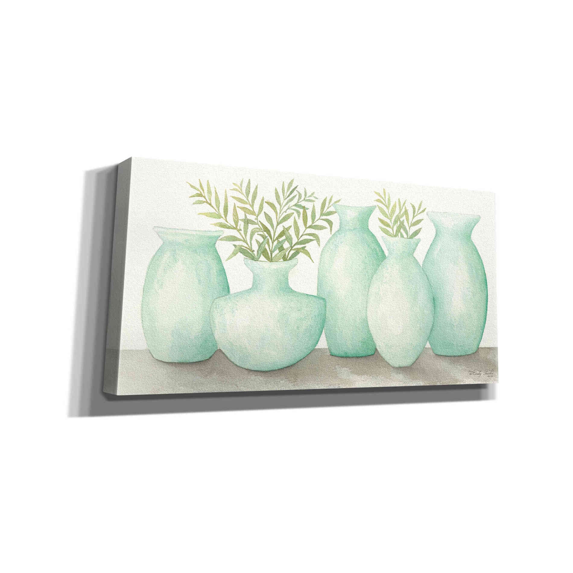 'Mint Vases' by Cindy Jacobs, Canvas Wall Art