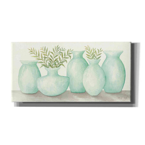 Image of 'Mint Vases' by Cindy Jacobs, Canvas Wall Art