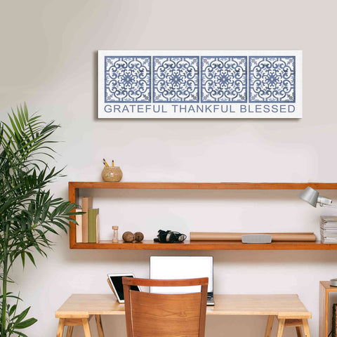 'Grateful, Thankful, Blessed Pattern' by Cindy Jacobs, Canvas Wall Art,36 x 12