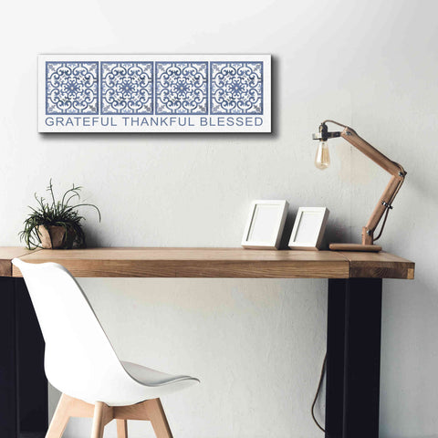 'Grateful, Thankful, Blessed Pattern' by Cindy Jacobs, Canvas Wall Art,36 x 12