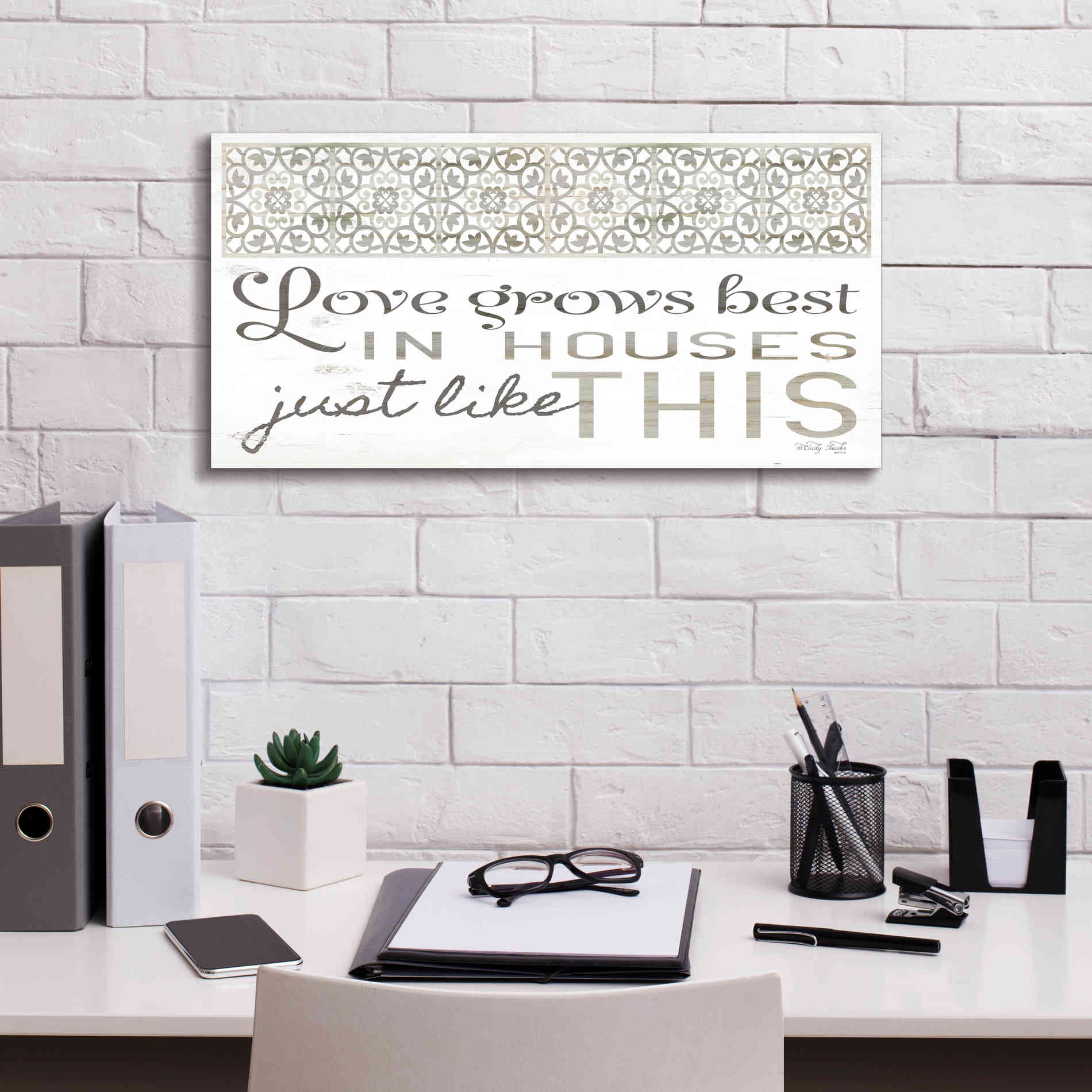 'Love Grows Best' by Cindy Jacobs, Canvas Wall Art,24 x 12