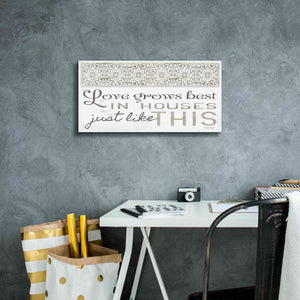 'Love Grows Best' by Cindy Jacobs, Canvas Wall Art,24 x 12