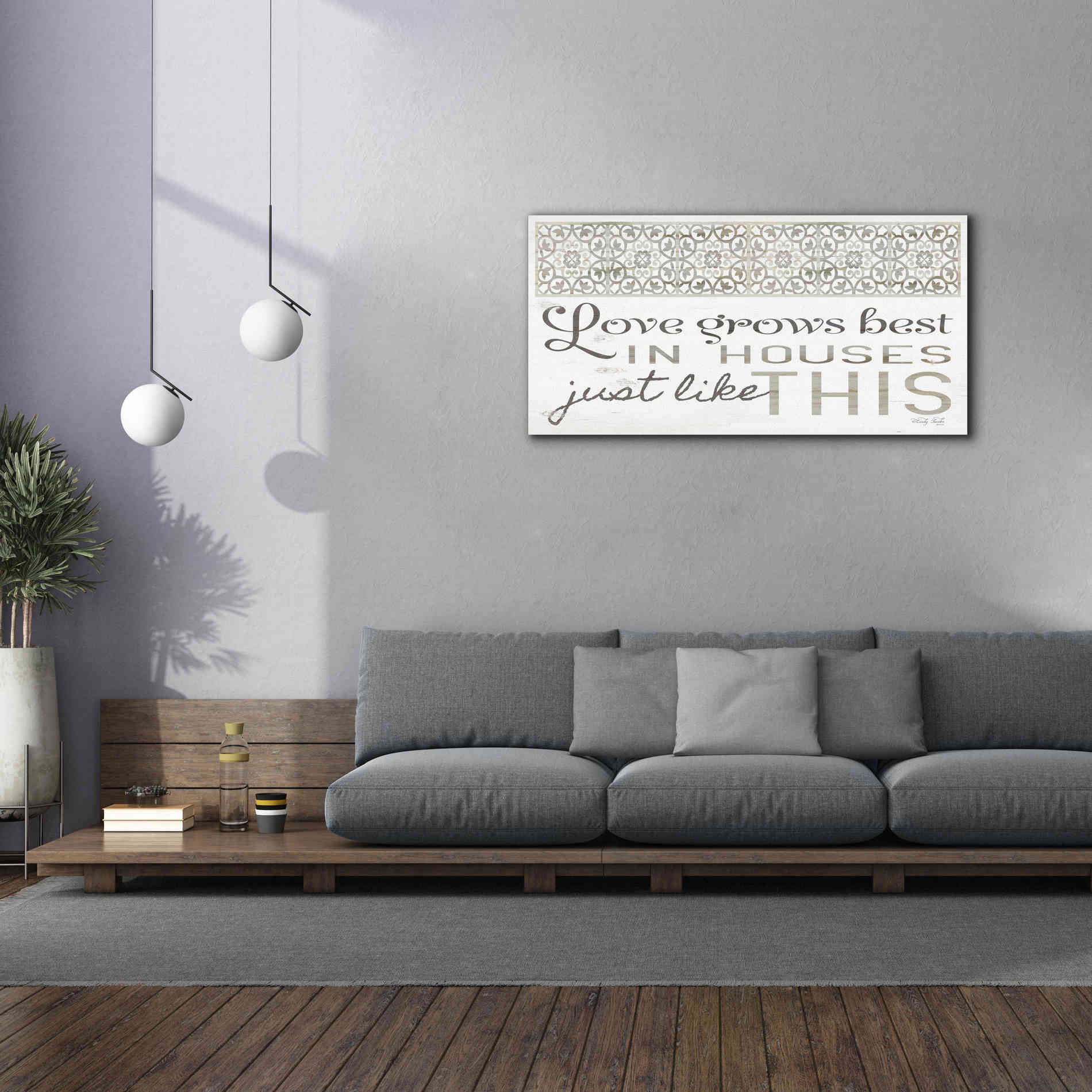 'Love Grows Best' by Cindy Jacobs, Canvas Wall Art,60 x 30