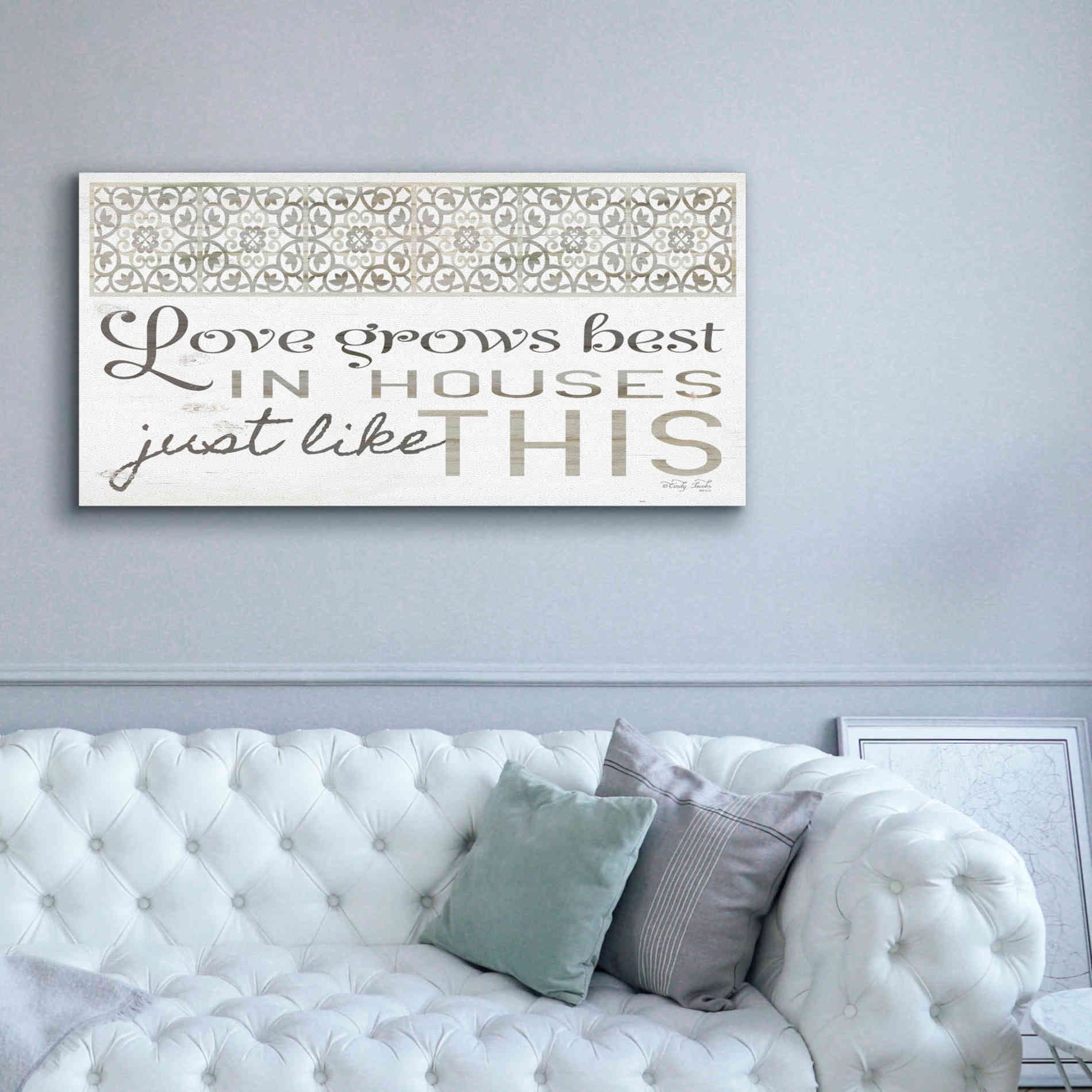 'Love Grows Best' by Cindy Jacobs, Canvas Wall Art,60 x 30