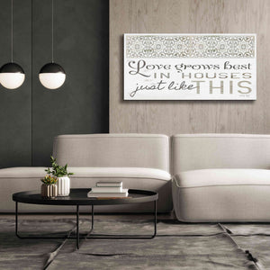 'Love Grows Best' by Cindy Jacobs, Canvas Wall Art,60 x 30