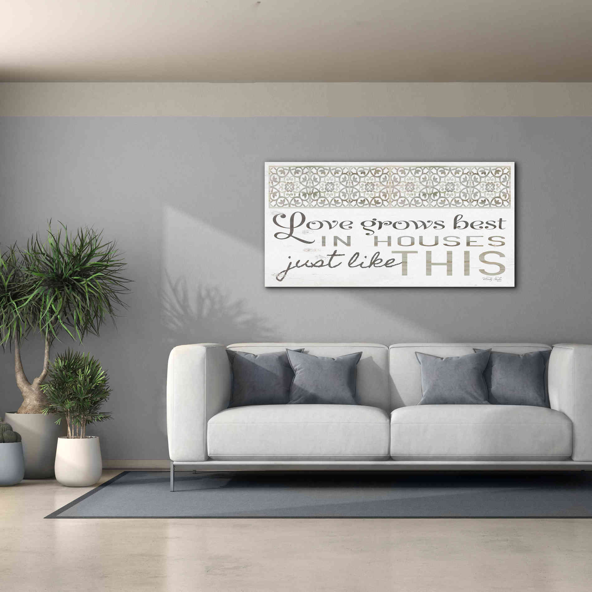 'Love Grows Best' by Cindy Jacobs, Canvas Wall Art,60 x 30