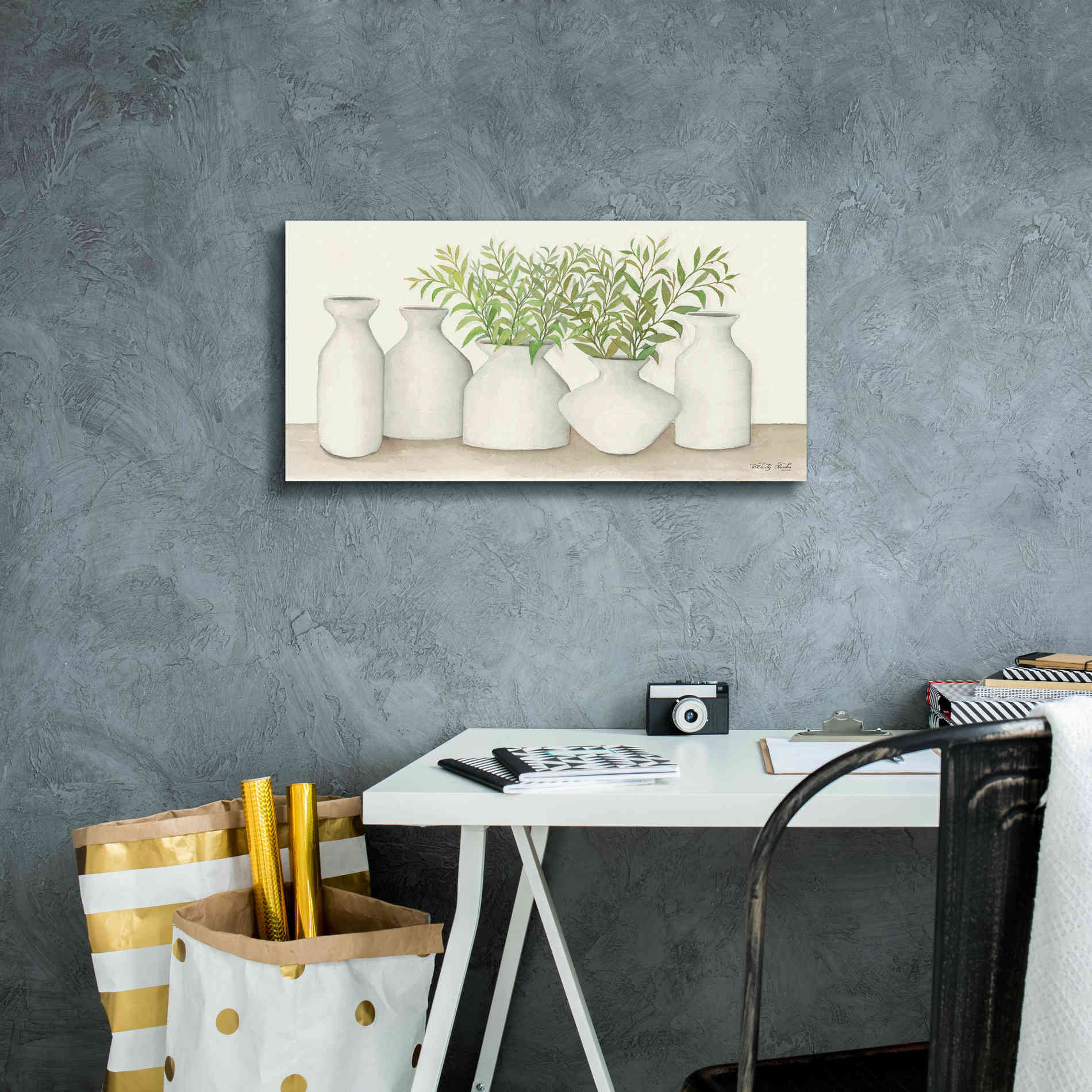 'Simplicity in White II' by Cindy Jacobs, Canvas Wall Art,24 x 12