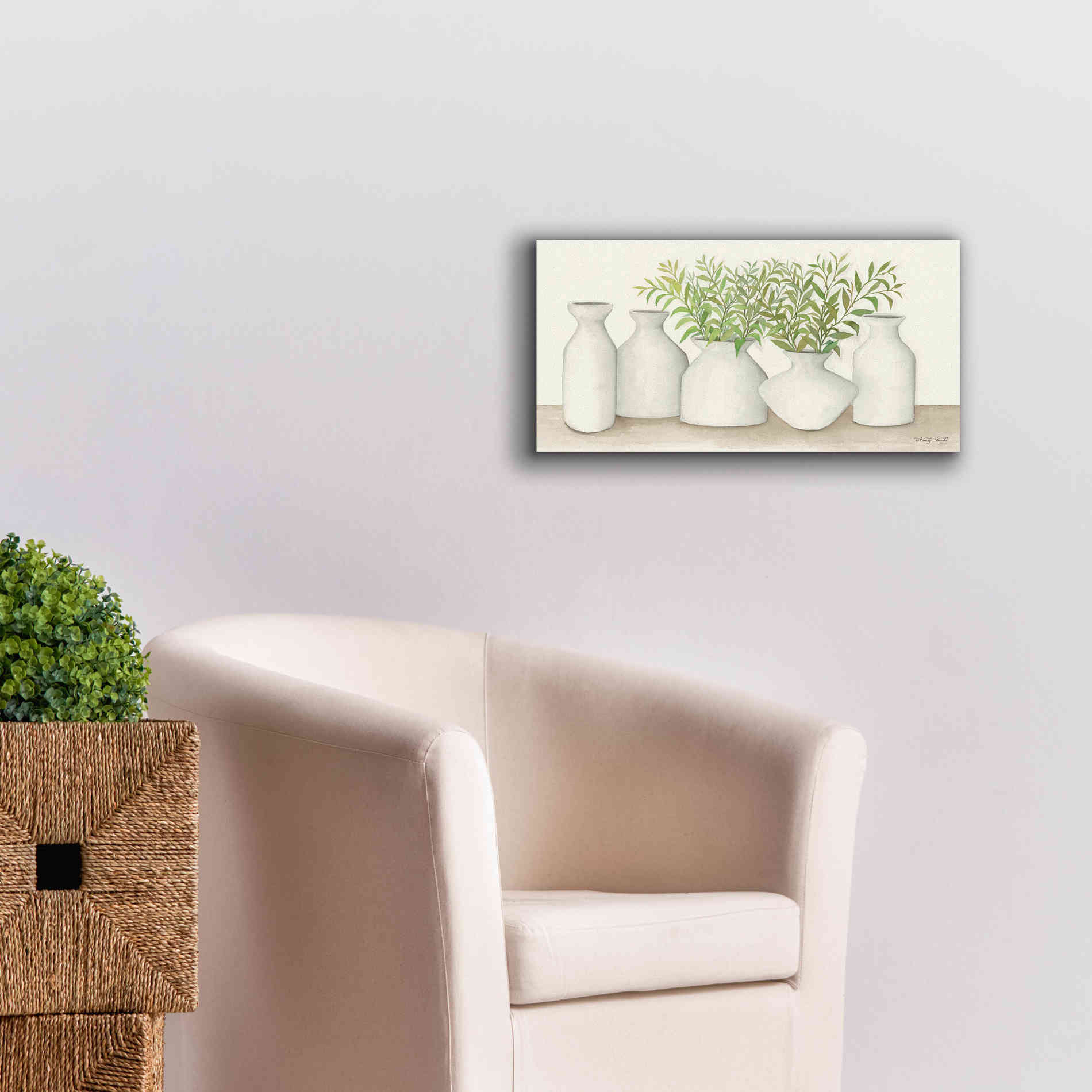 'Simplicity in White II' by Cindy Jacobs, Canvas Wall Art,24 x 12