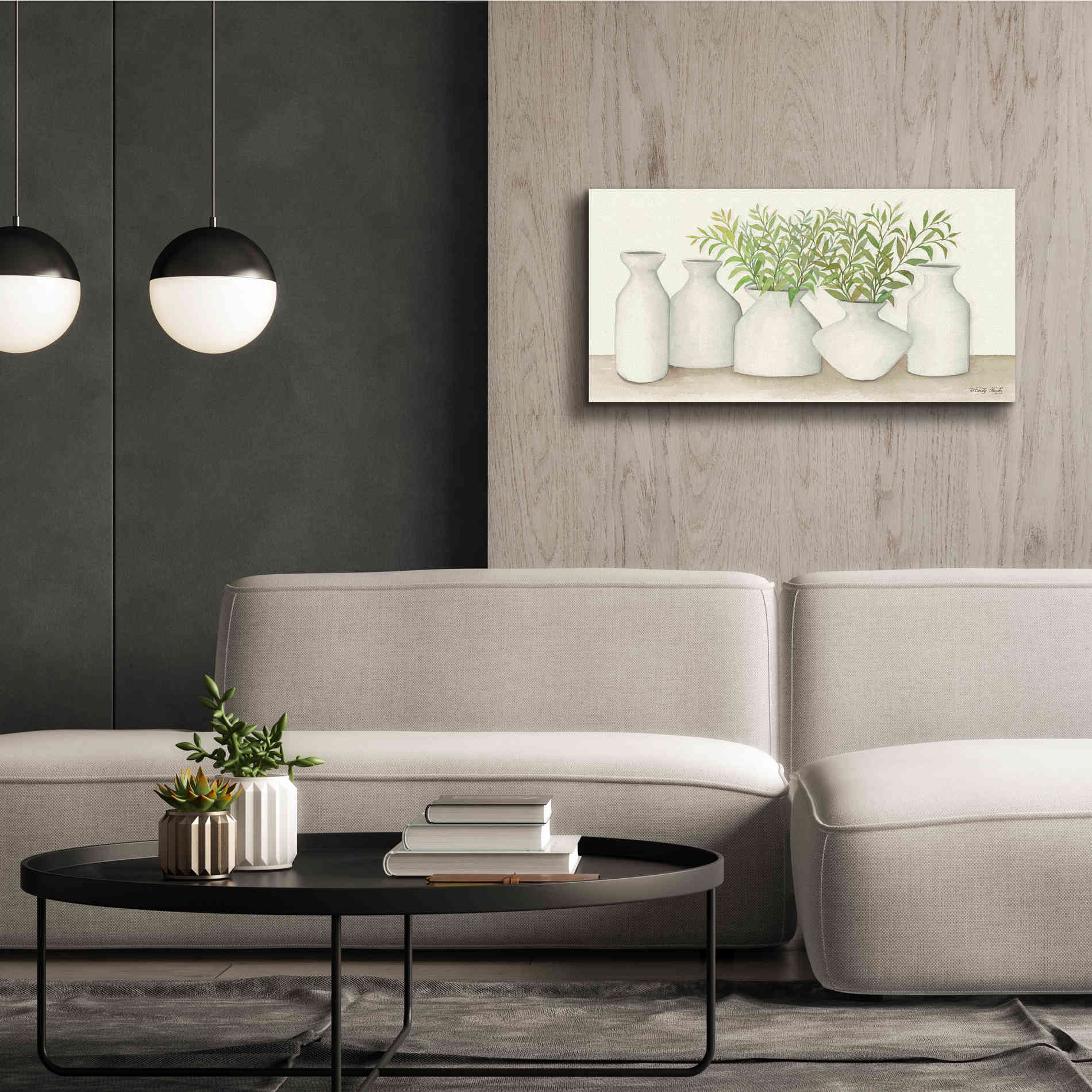 'Simplicity in White II' by Cindy Jacobs, Canvas Wall Art,40 x 20