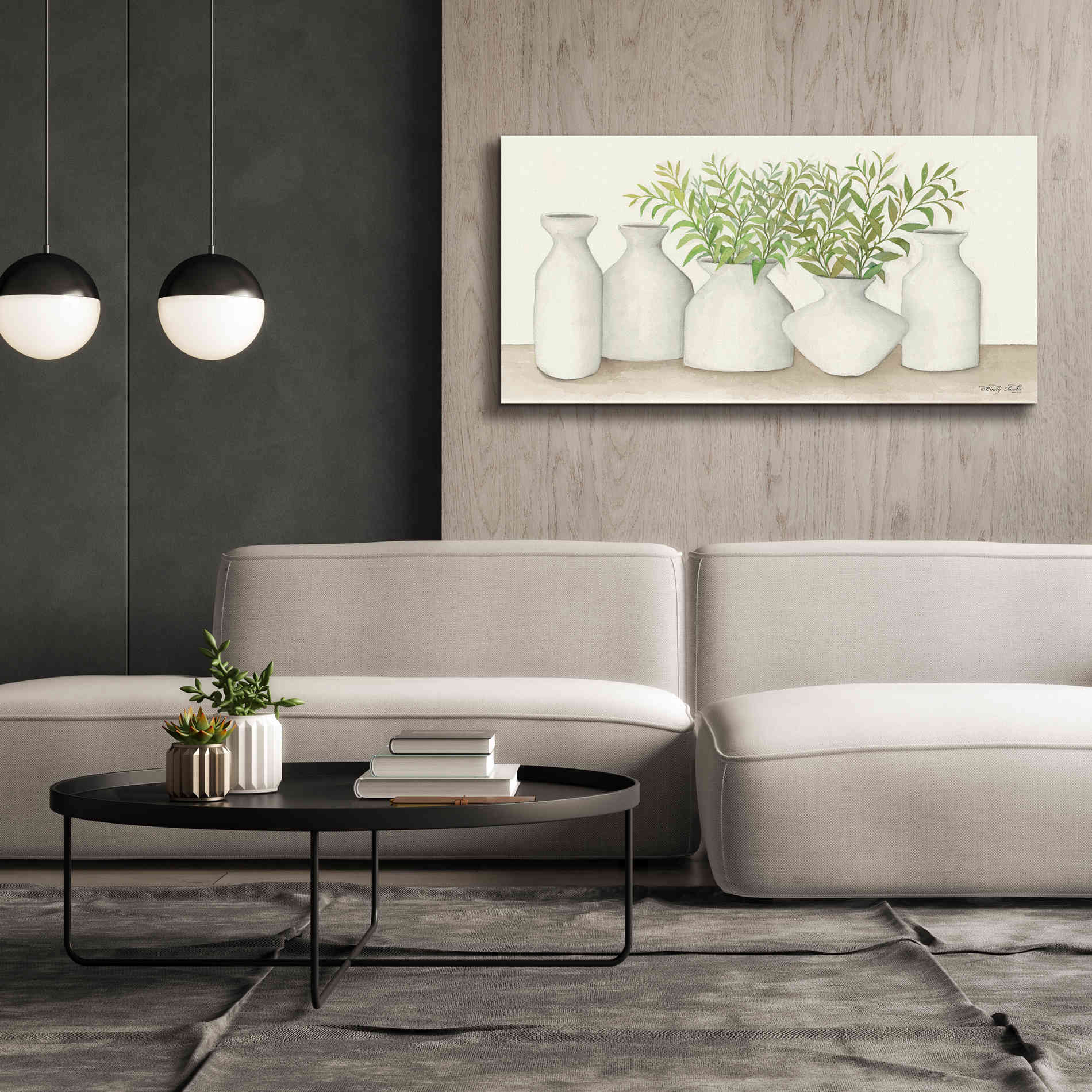 'Simplicity in White II' by Cindy Jacobs, Canvas Wall Art,60 x 30