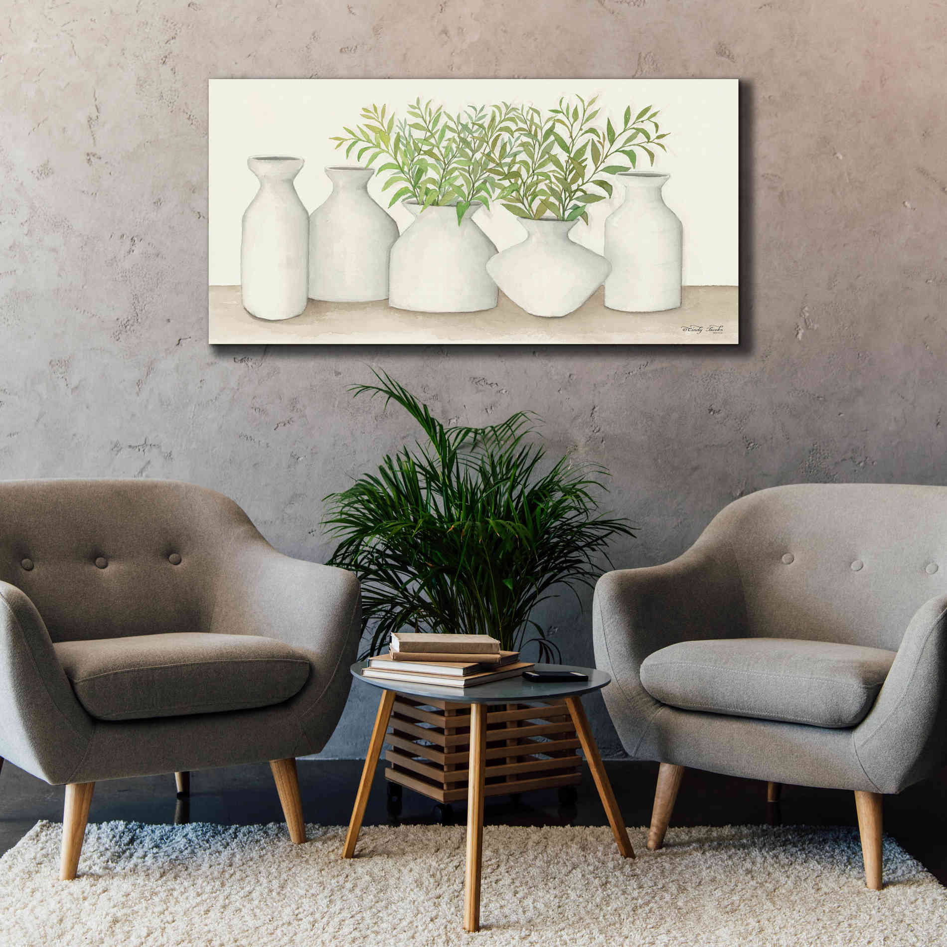 'Simplicity in White II' by Cindy Jacobs, Canvas Wall Art,60 x 30