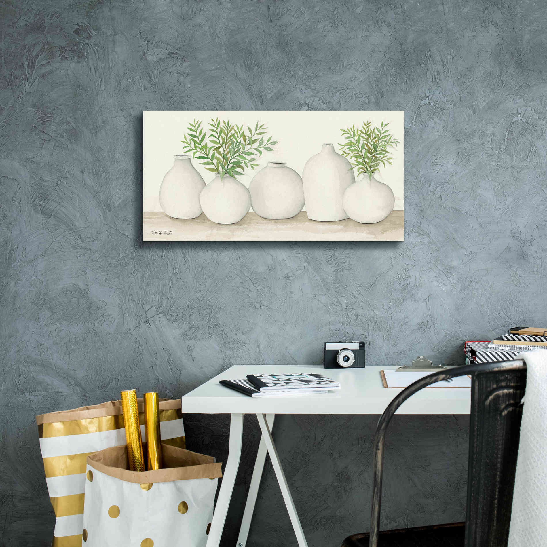 'Simplicity in White I' by Cindy Jacobs, Canvas Wall Art,24 x 12