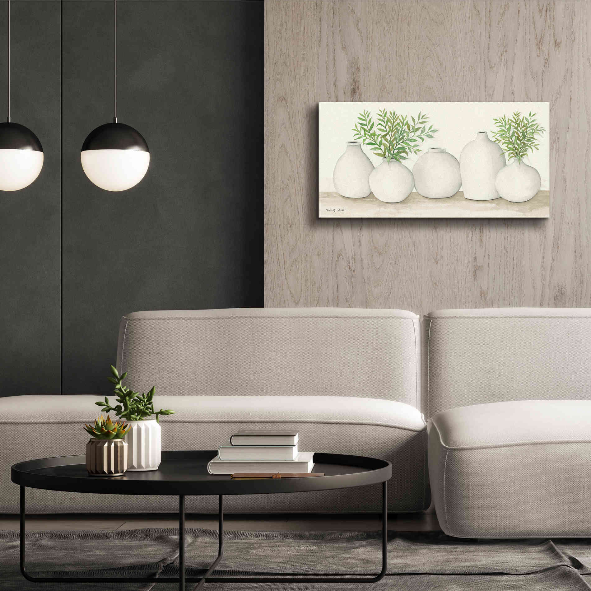 'Simplicity in White I' by Cindy Jacobs, Canvas Wall Art,40 x 20