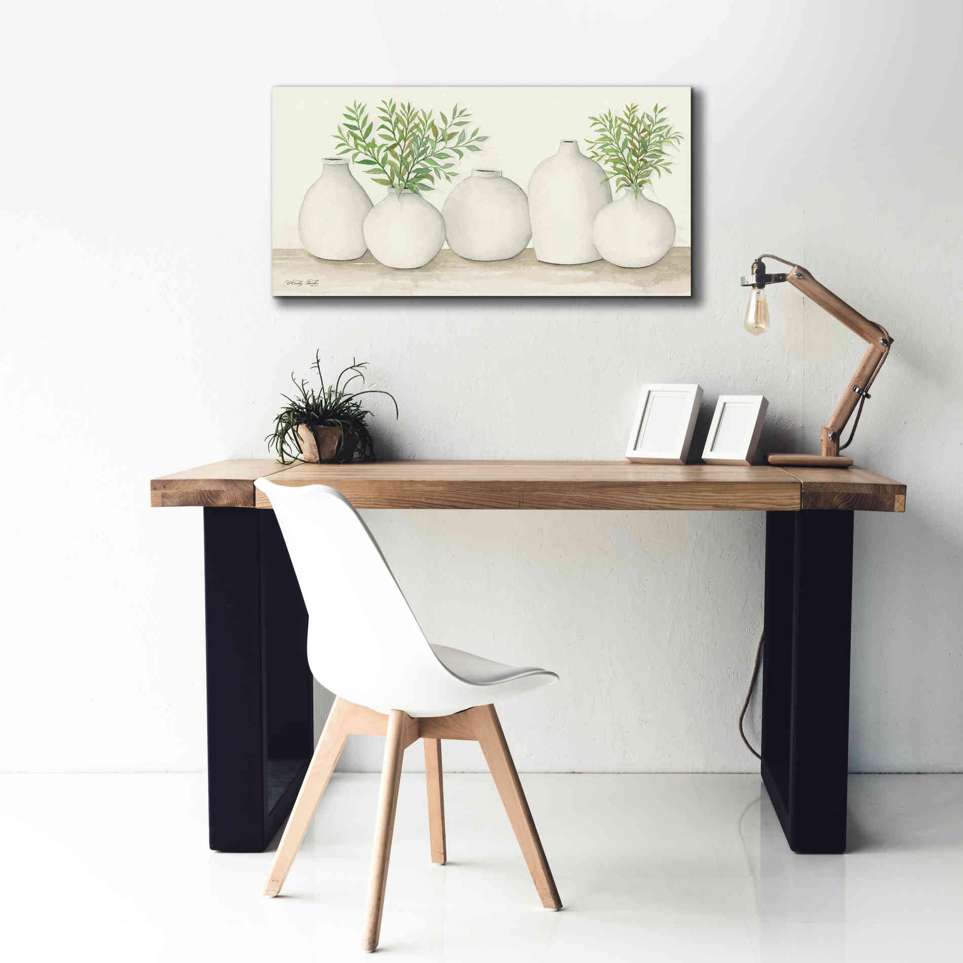 'Simplicity in White I' by Cindy Jacobs, Canvas Wall Art,40 x 20