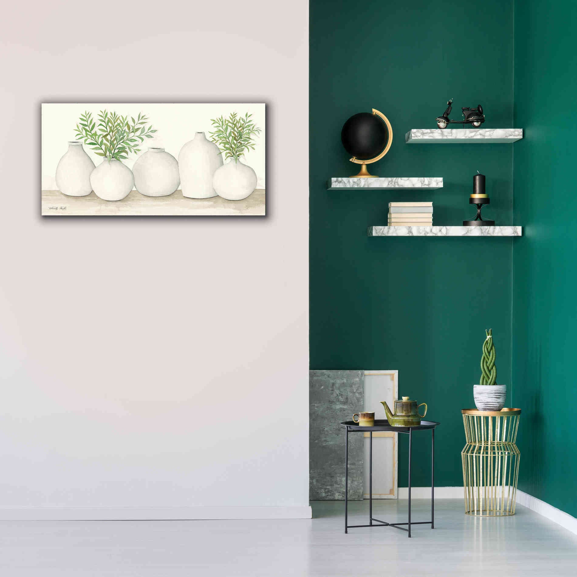 'Simplicity in White I' by Cindy Jacobs, Canvas Wall Art,40 x 20