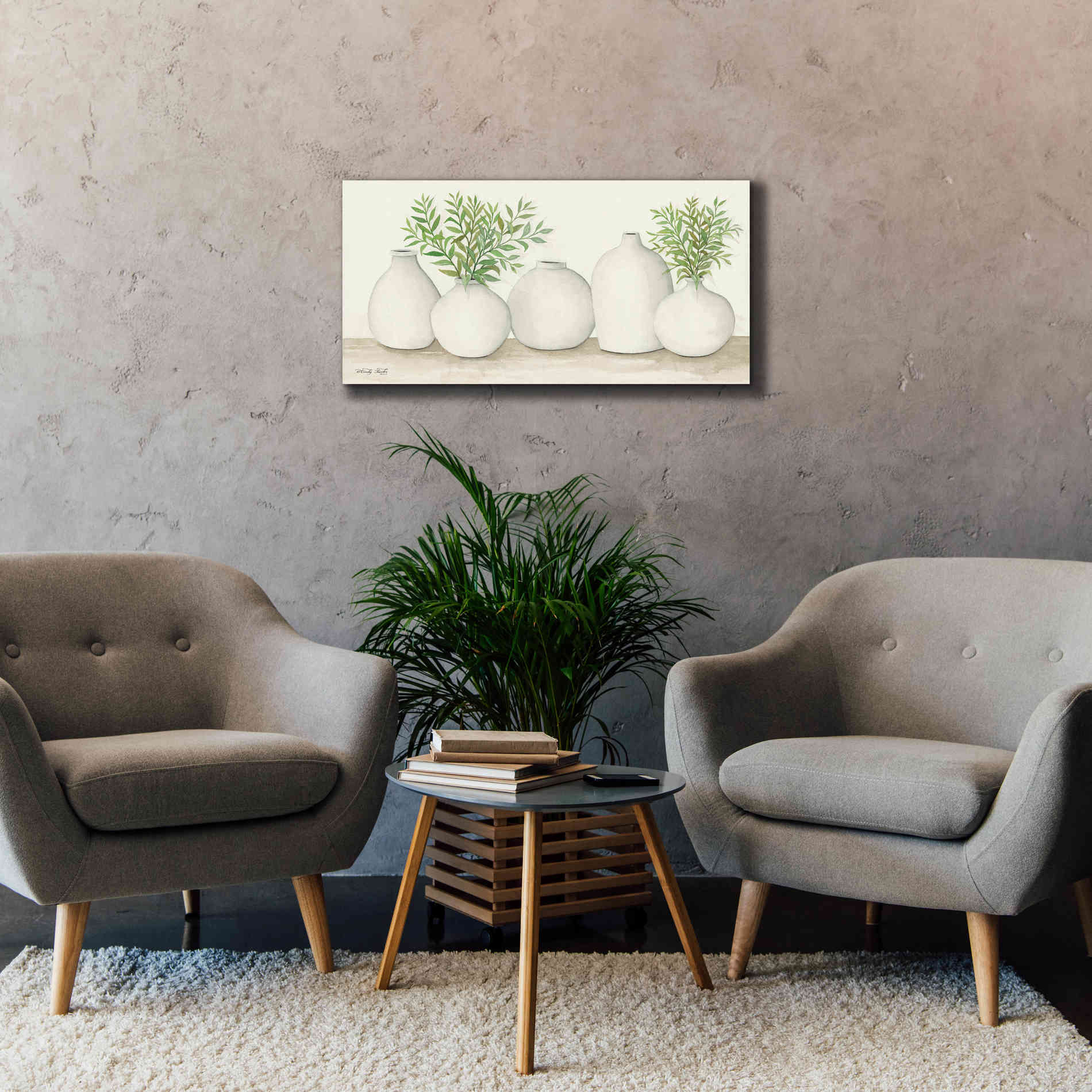 'Simplicity in White I' by Cindy Jacobs, Canvas Wall Art,40 x 20