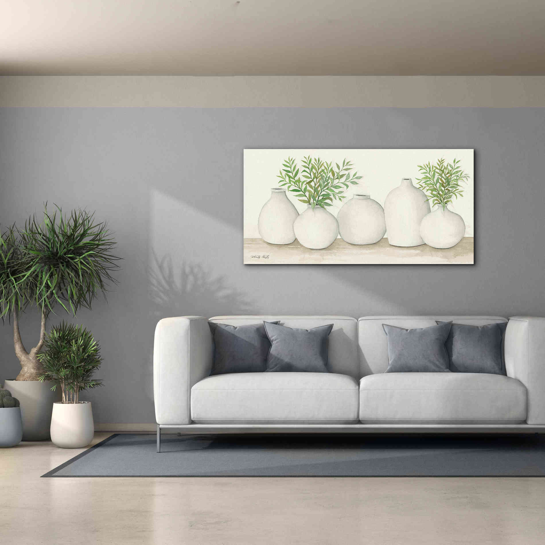 'Simplicity in White I' by Cindy Jacobs, Canvas Wall Art,60 x 30