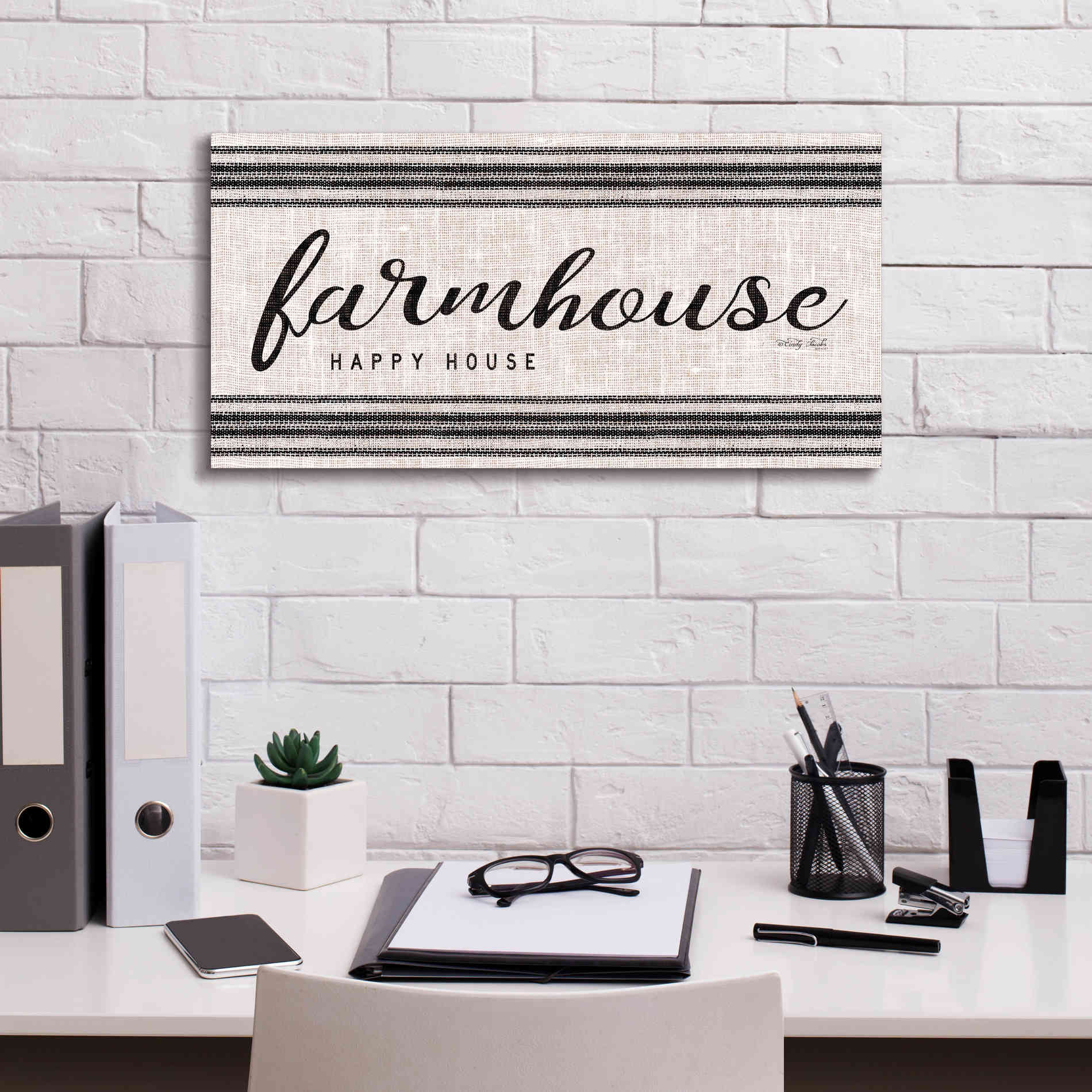 'Farmhouse Happy House' by Cindy Jacobs, Canvas Wall Art,24 x 12