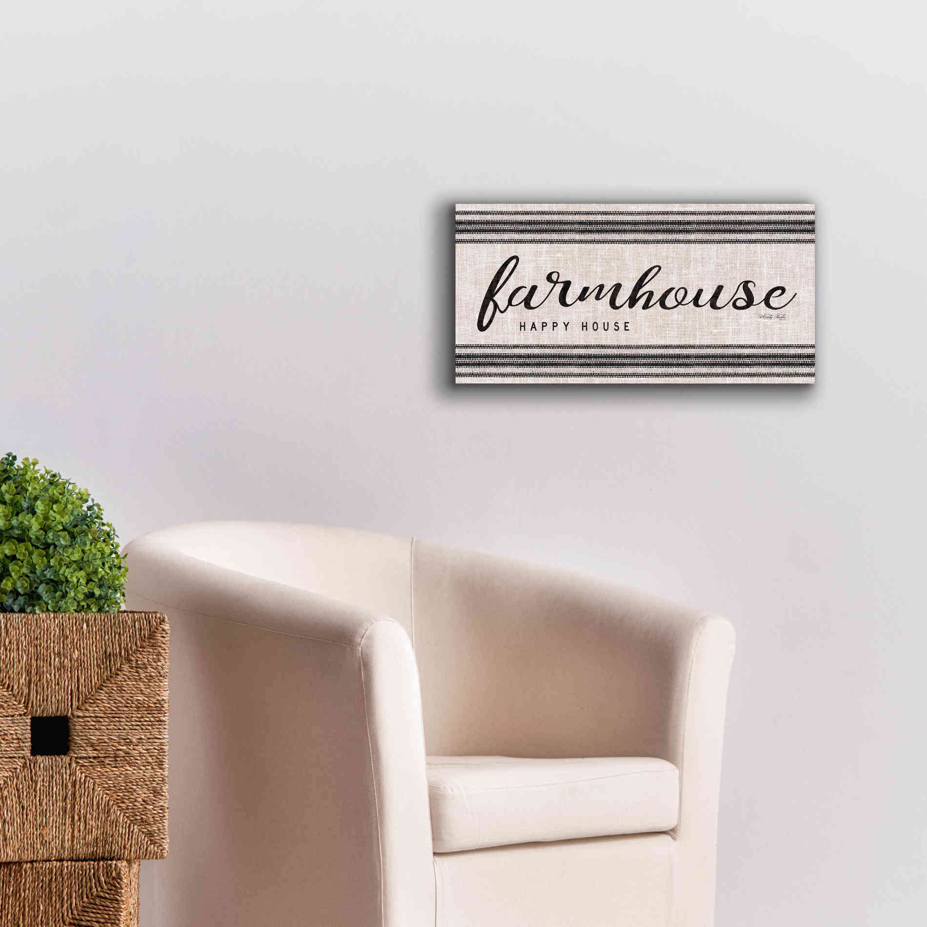 'Farmhouse Happy House' by Cindy Jacobs, Canvas Wall Art,24 x 12