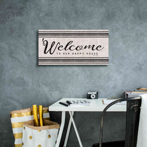 'Welcome to Our Happy Place' by Cindy Jacobs, Canvas Wall Art,24 x 12