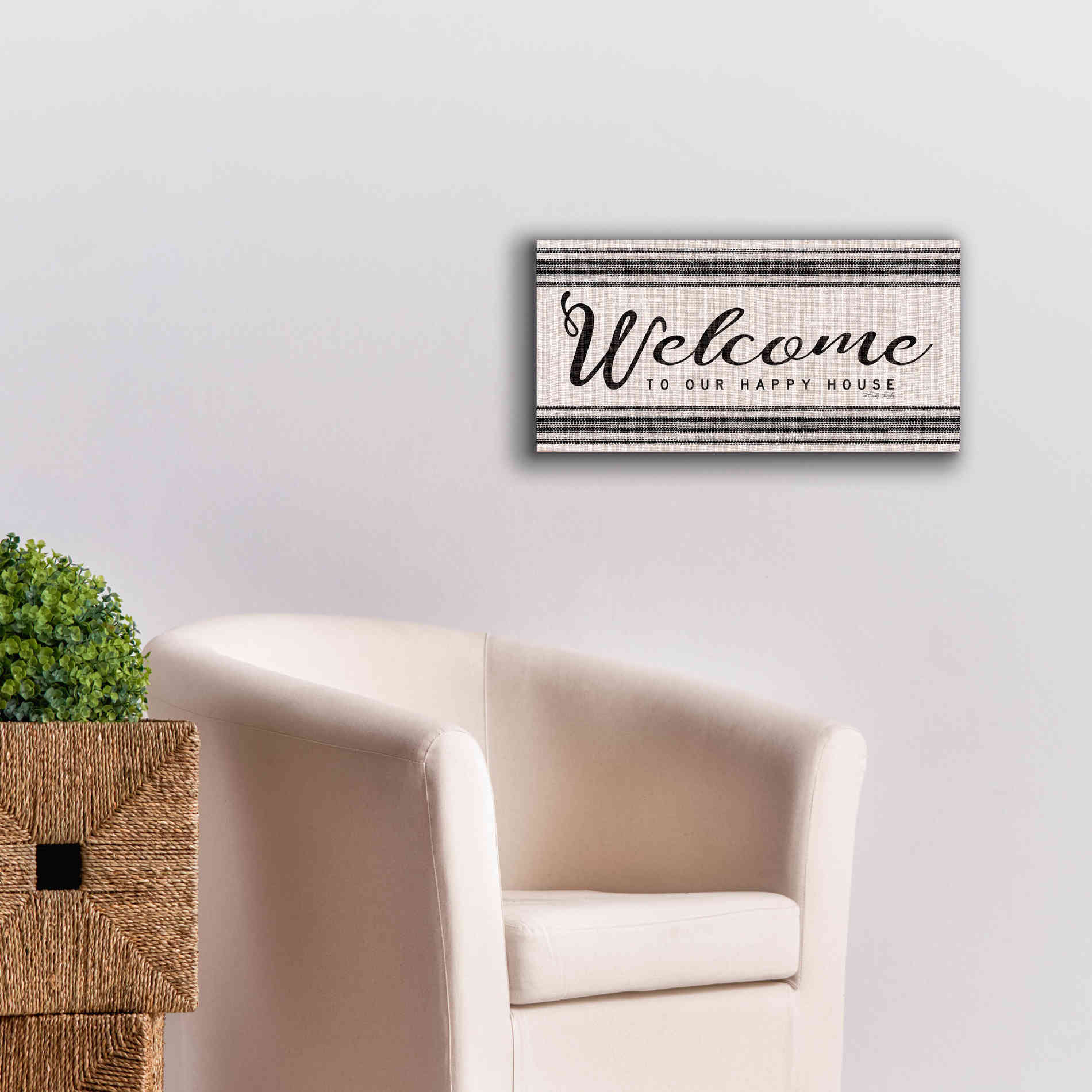 'Welcome to Our Happy Place' by Cindy Jacobs, Canvas Wall Art,24 x 12