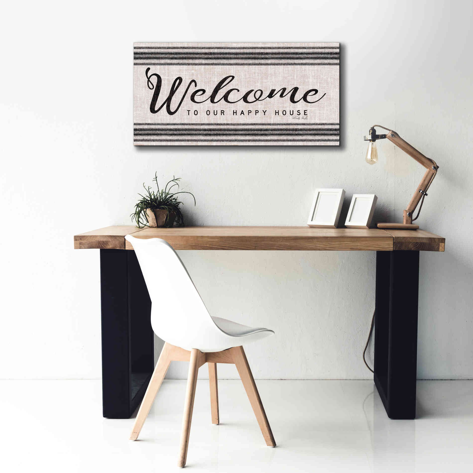 'Welcome to Our Happy Place' by Cindy Jacobs, Canvas Wall Art,40 x 20