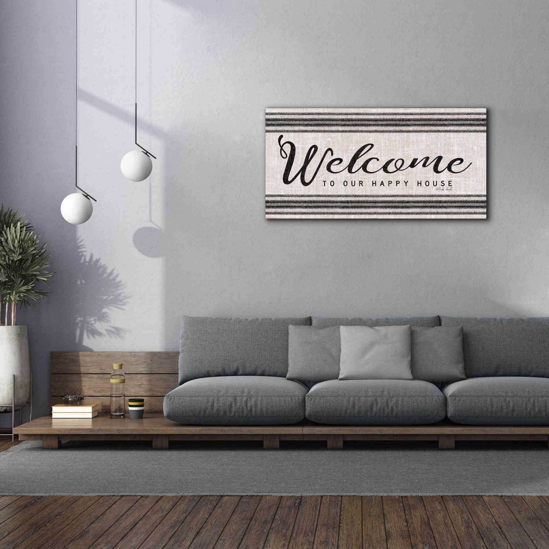 'Welcome to Our Happy Place' by Cindy Jacobs, Canvas Wall Art,60 x 30