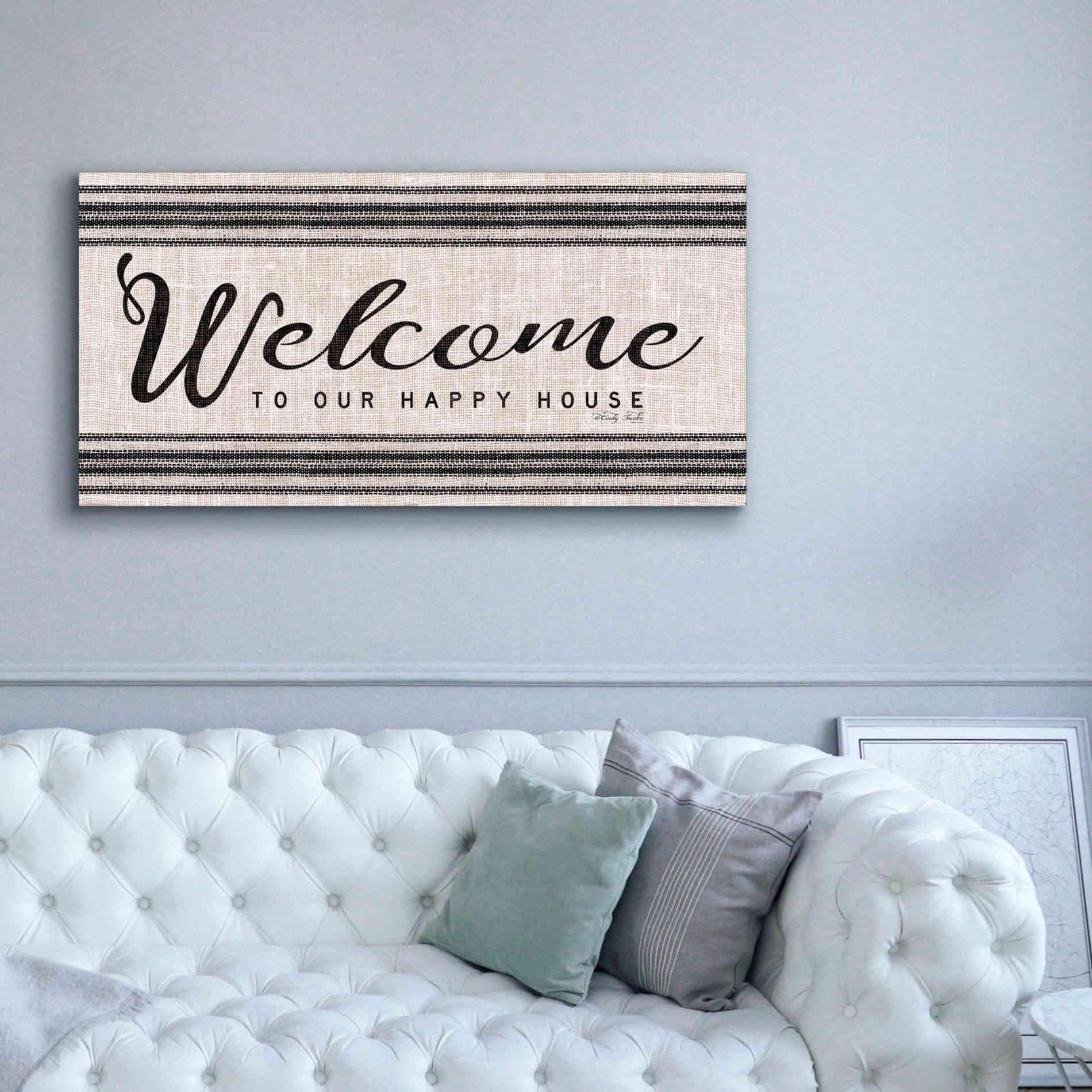 'Welcome to Our Happy Place' by Cindy Jacobs, Canvas Wall Art,60 x 30