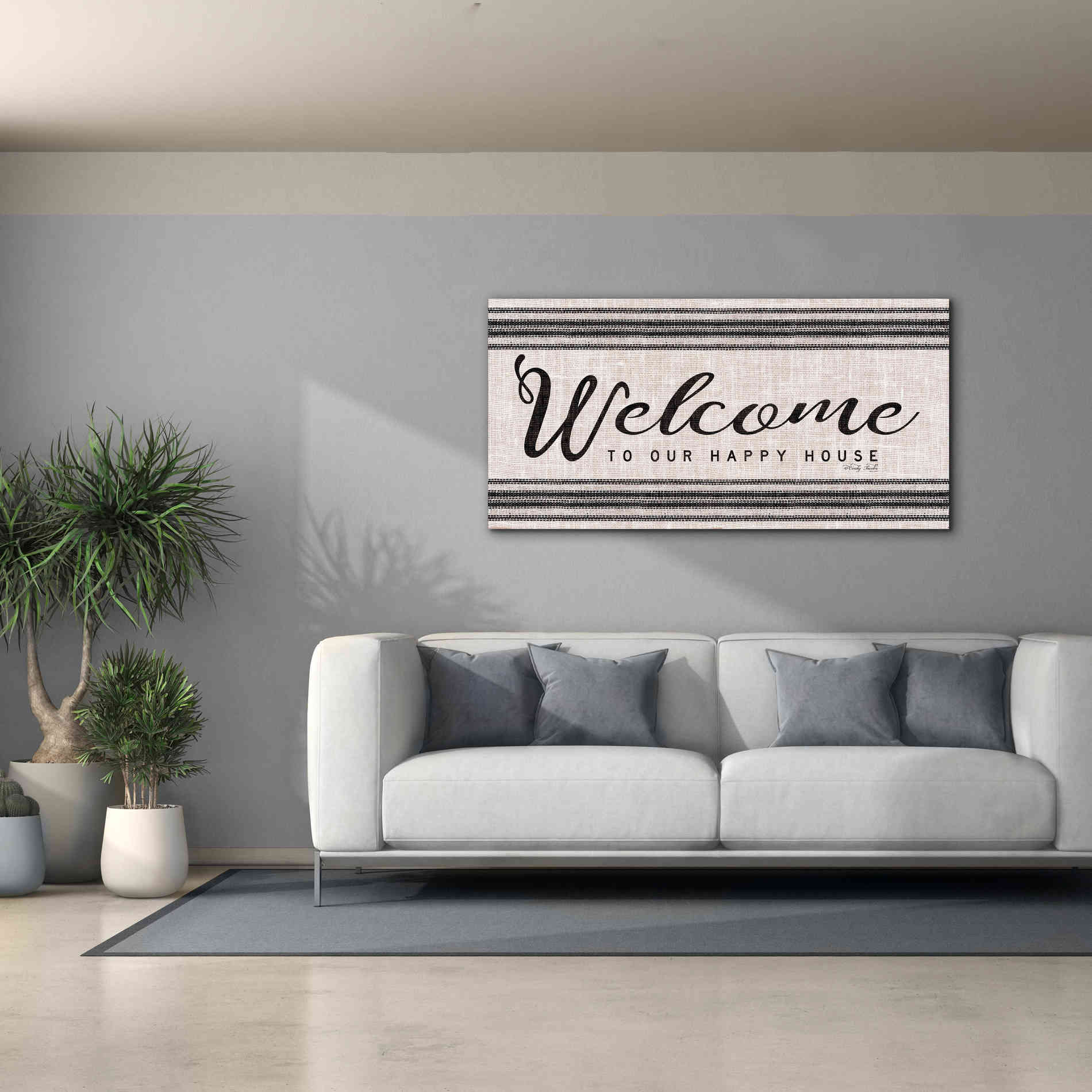 'Welcome to Our Happy Place' by Cindy Jacobs, Canvas Wall Art,60 x 30