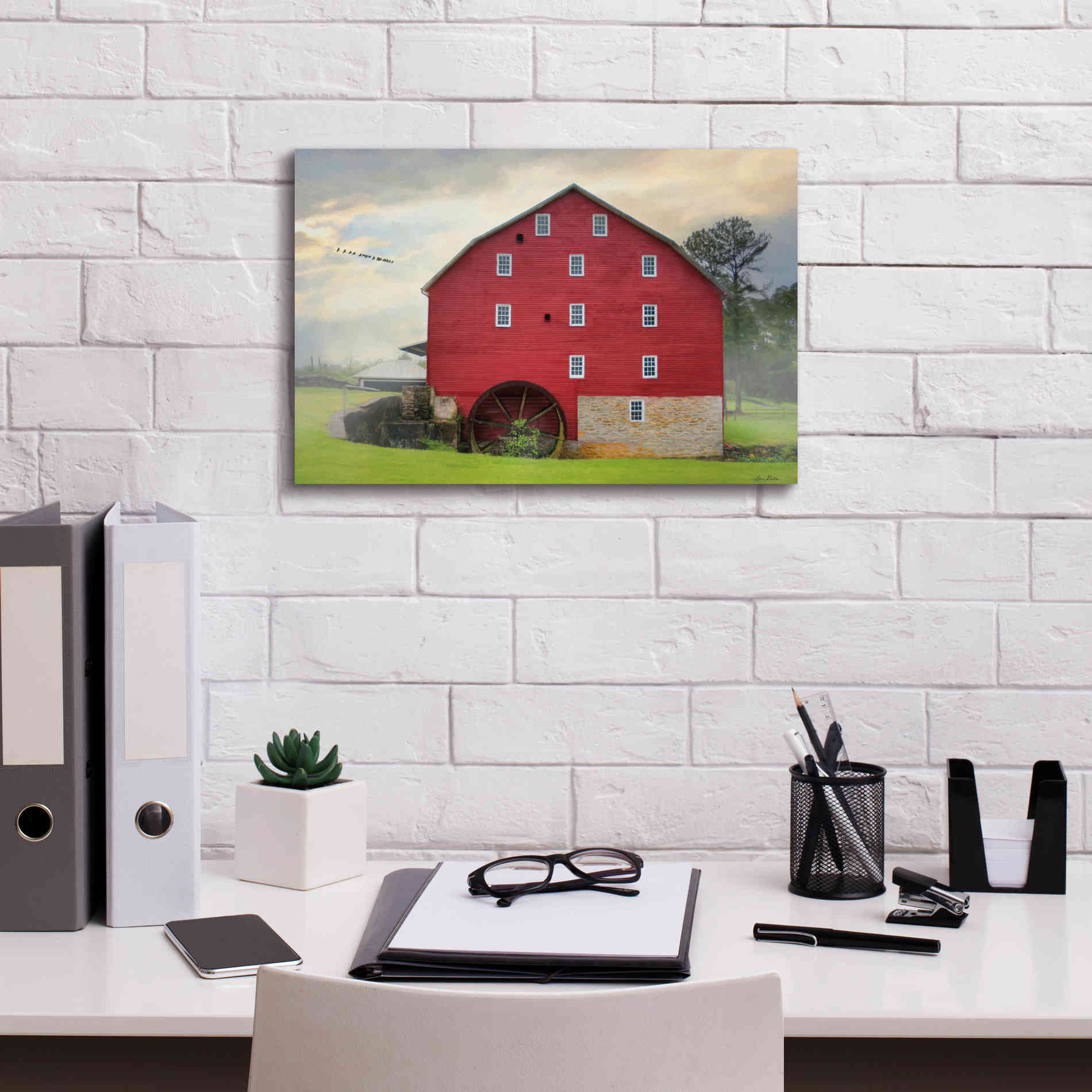 'Willow Grove Mill' by Lori Deiter, Canvas Wall Art,18 x 12