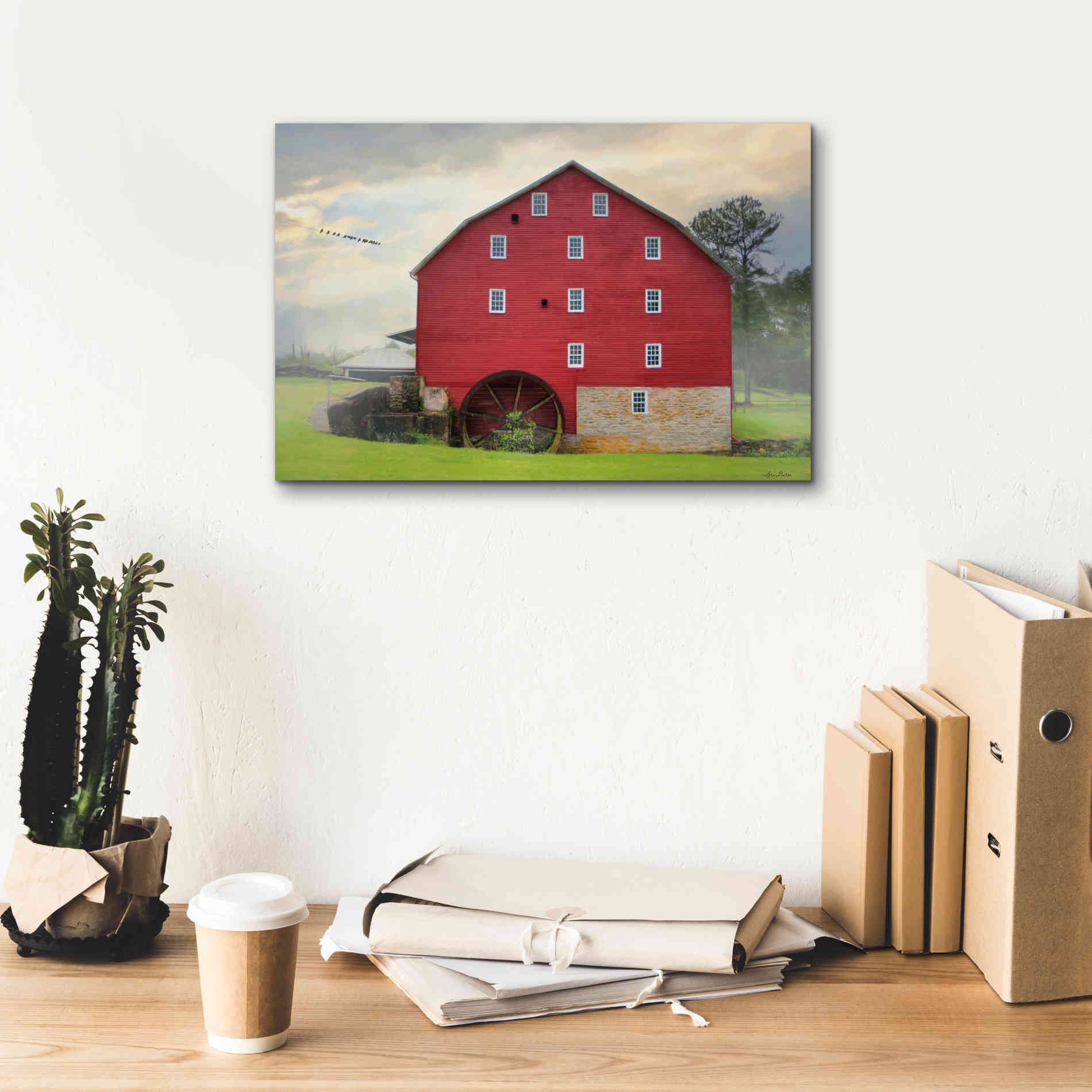 'Willow Grove Mill' by Lori Deiter, Canvas Wall Art,18 x 12