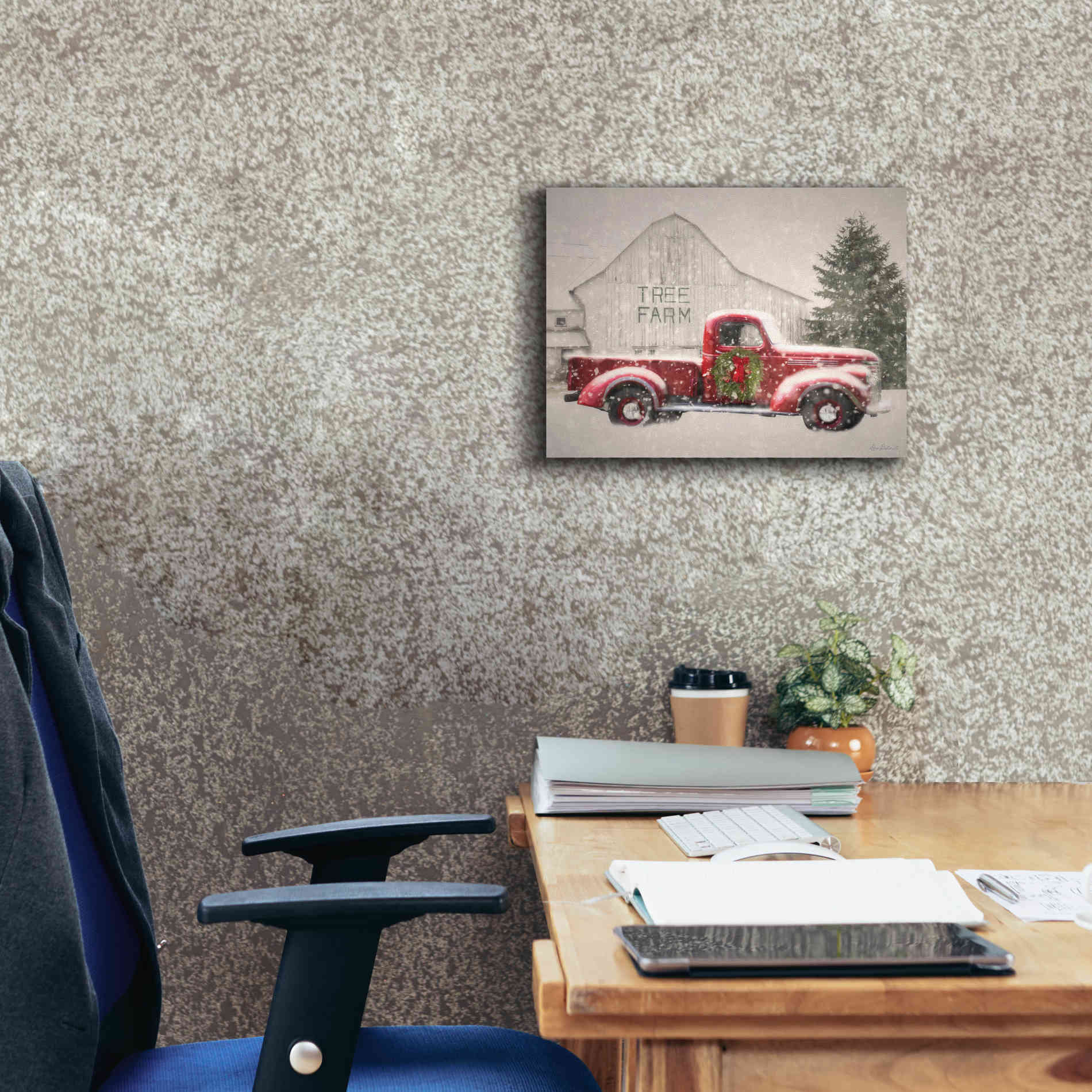 'Tree Farm With Truck' by Lori Deiter, Canvas Wall Art,16 x 12