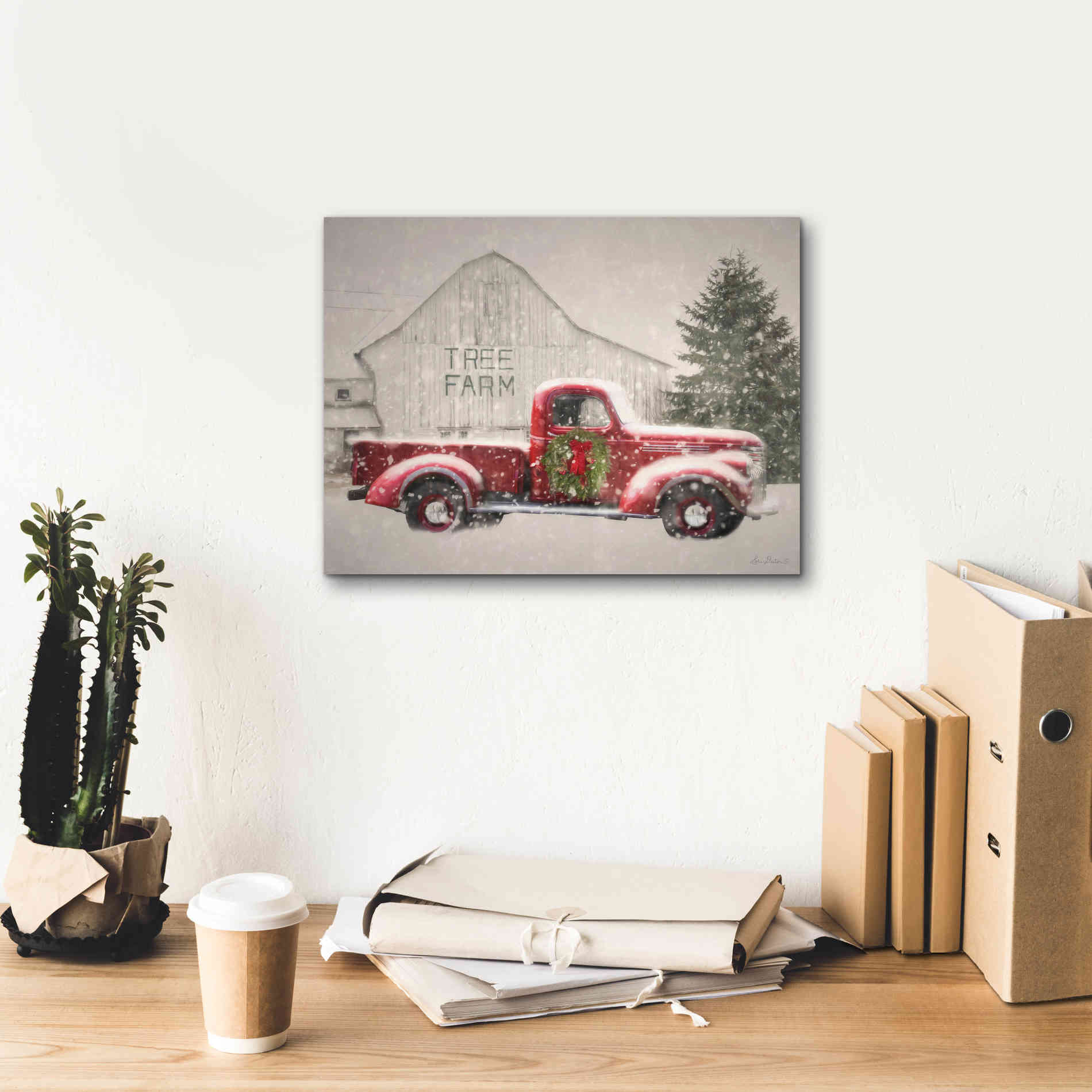 'Tree Farm With Truck' by Lori Deiter, Canvas Wall Art,16 x 12