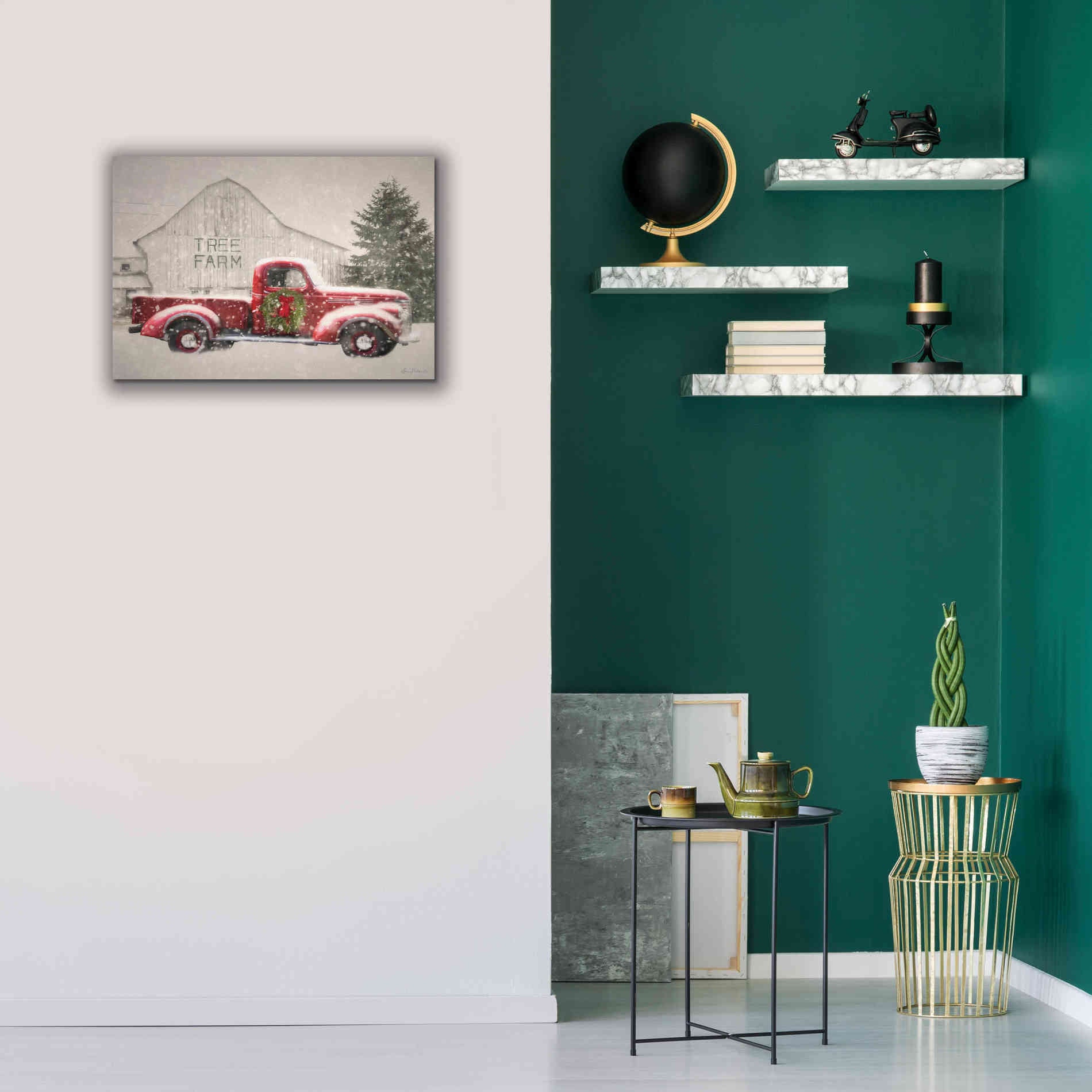 'Tree Farm With Truck' by Lori Deiter, Canvas Wall Art,26 x 18